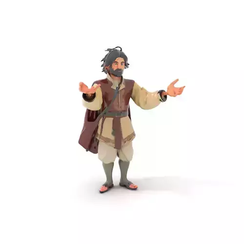 Medieval Wanderer Rigged and Animated D Character Model Low-poly 3D model