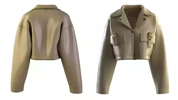 Short leather jacket