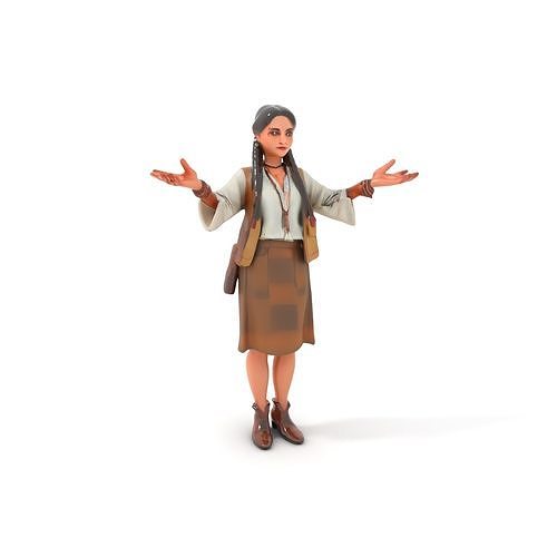 Plaid Skirt D Character Model Rigged and Animated Low-poly 3D model