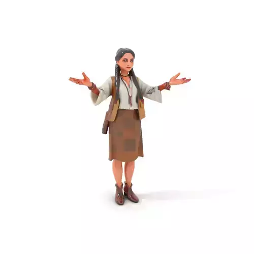 Plaid Skirt D Character Model Rigged and Animated