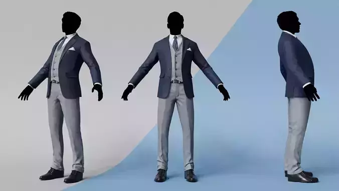 Men Pans with Shirt Blazer and Shoes Mix Grey Blue Black