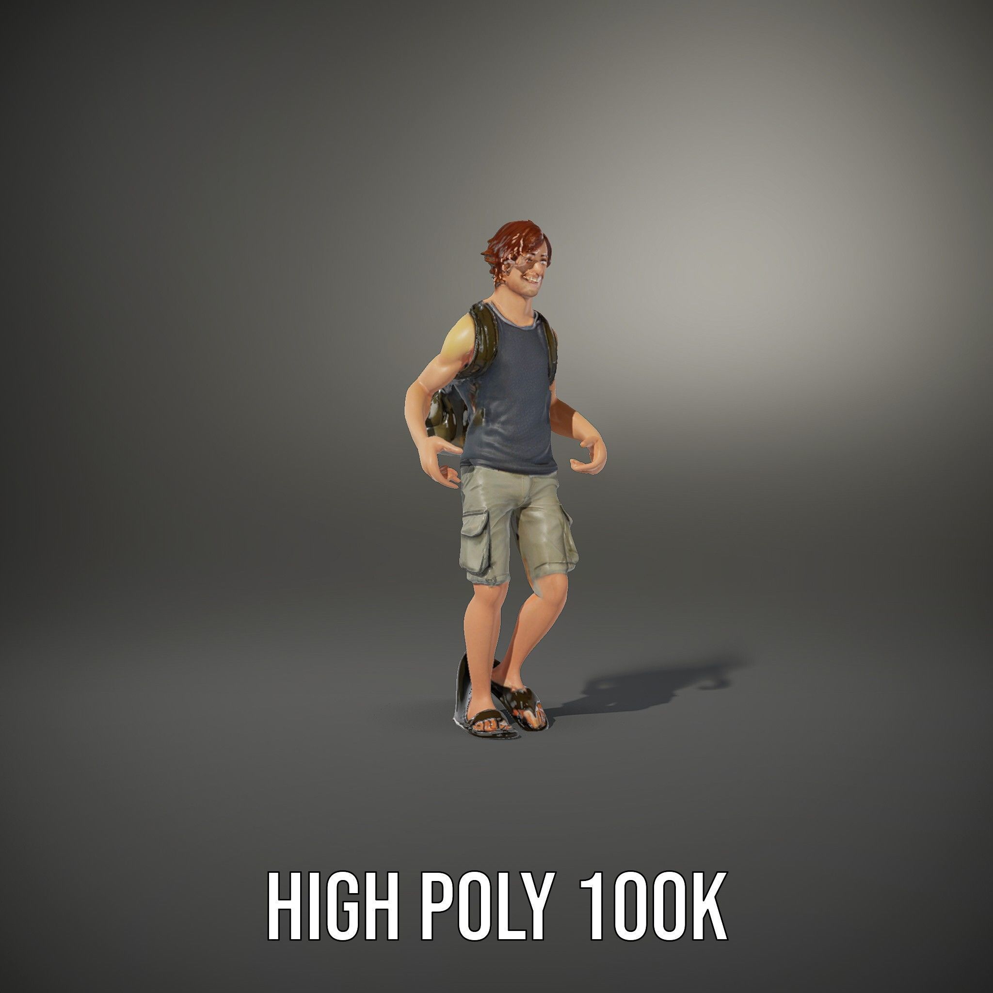 Casual Backpacker Guy Rigged and Animated D Character Model Low-poly 3D model_26