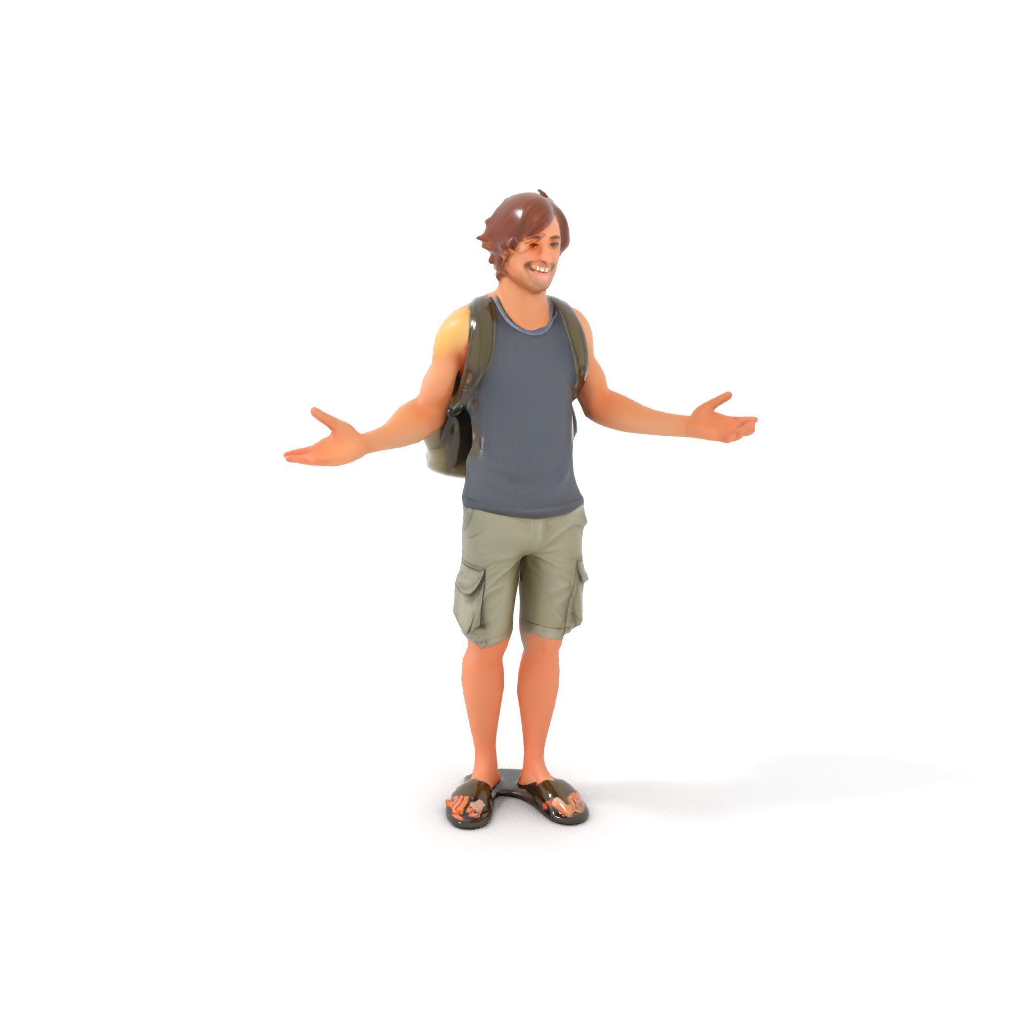 Casual Backpacker Guy Rigged and Animated D Character Model Low-poly 3D model_10