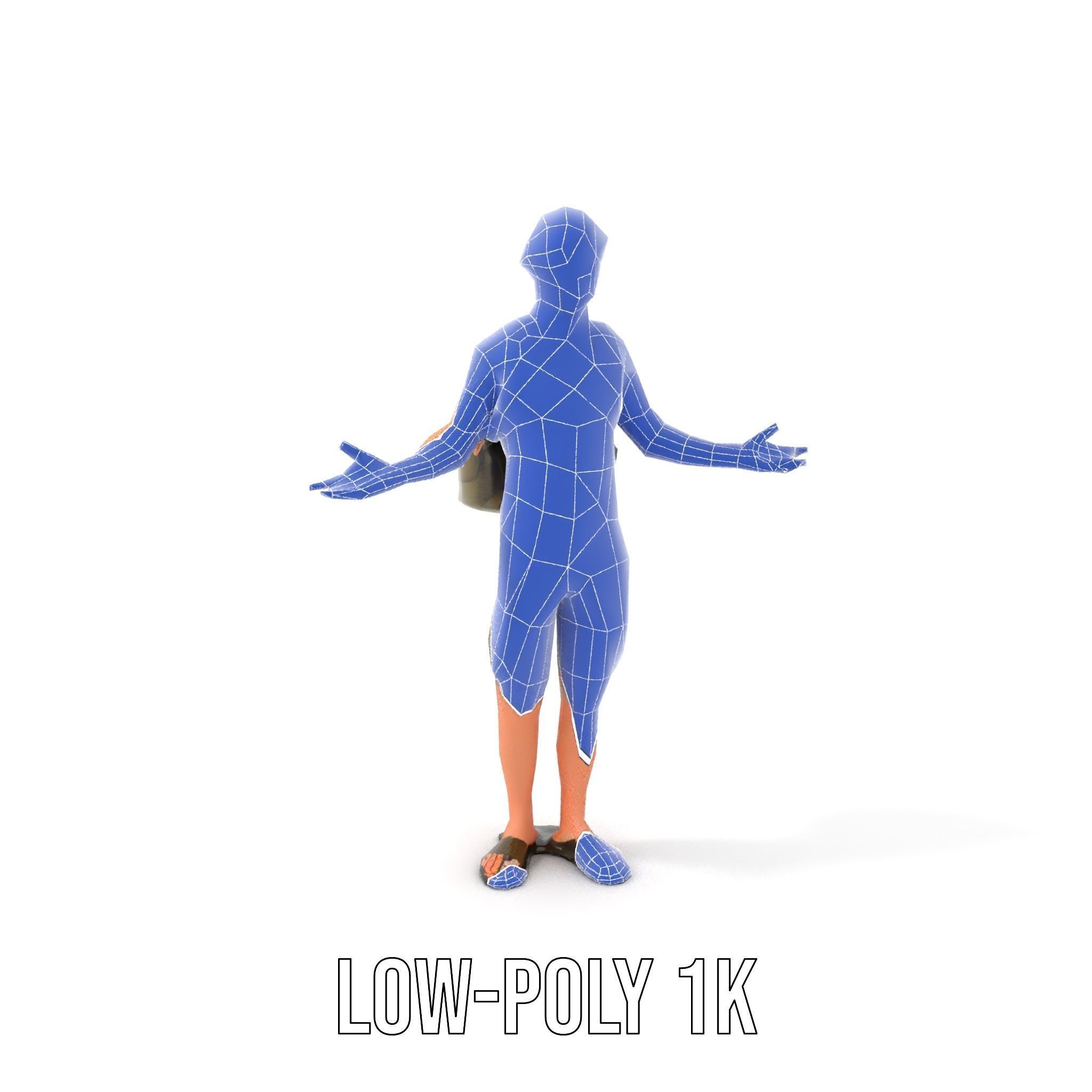 Casual Backpacker Guy Rigged and Animated D Character Model Low-poly 3D model_8