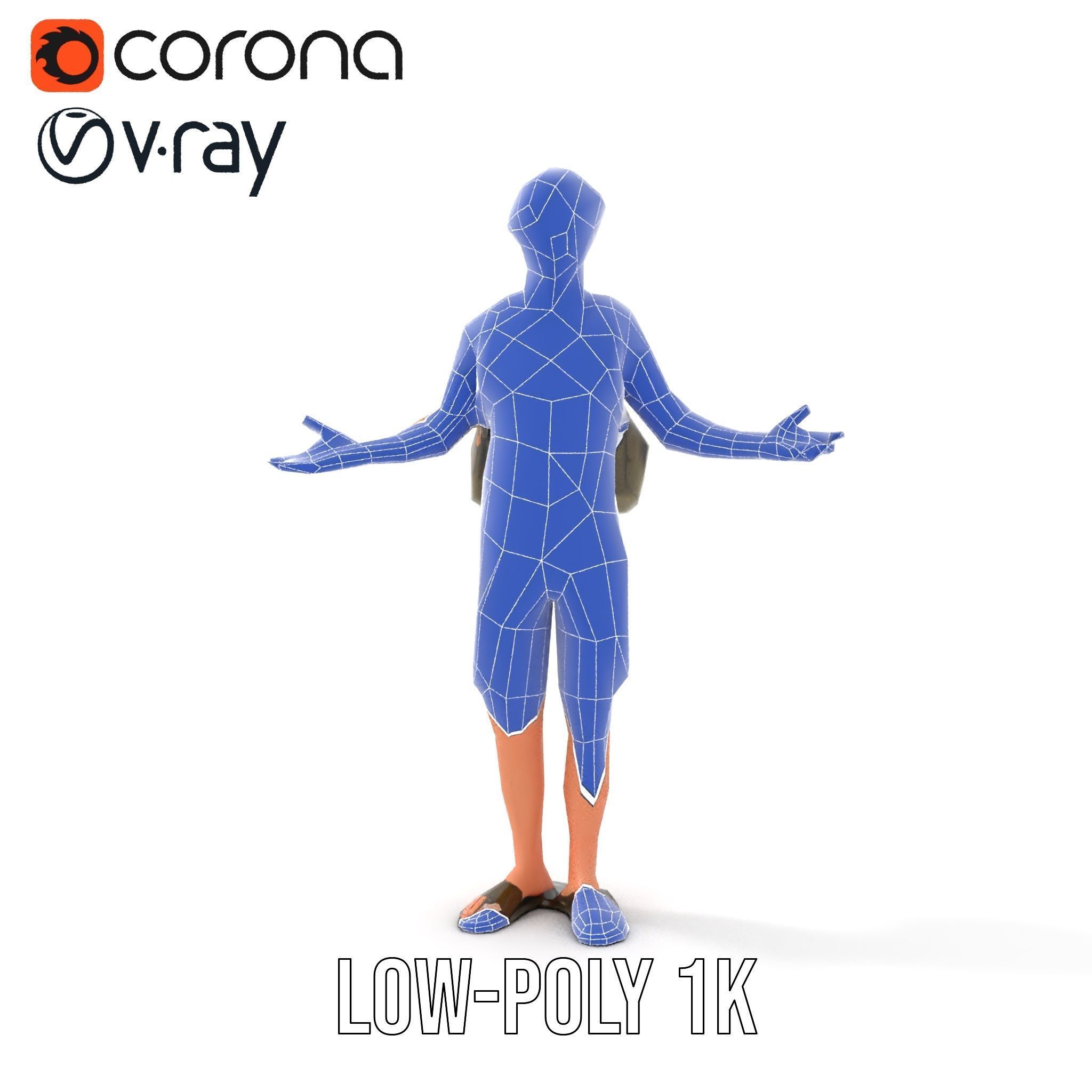 Casual Backpacker Guy Rigged and Animated D Character Model Low-poly 3D model_23