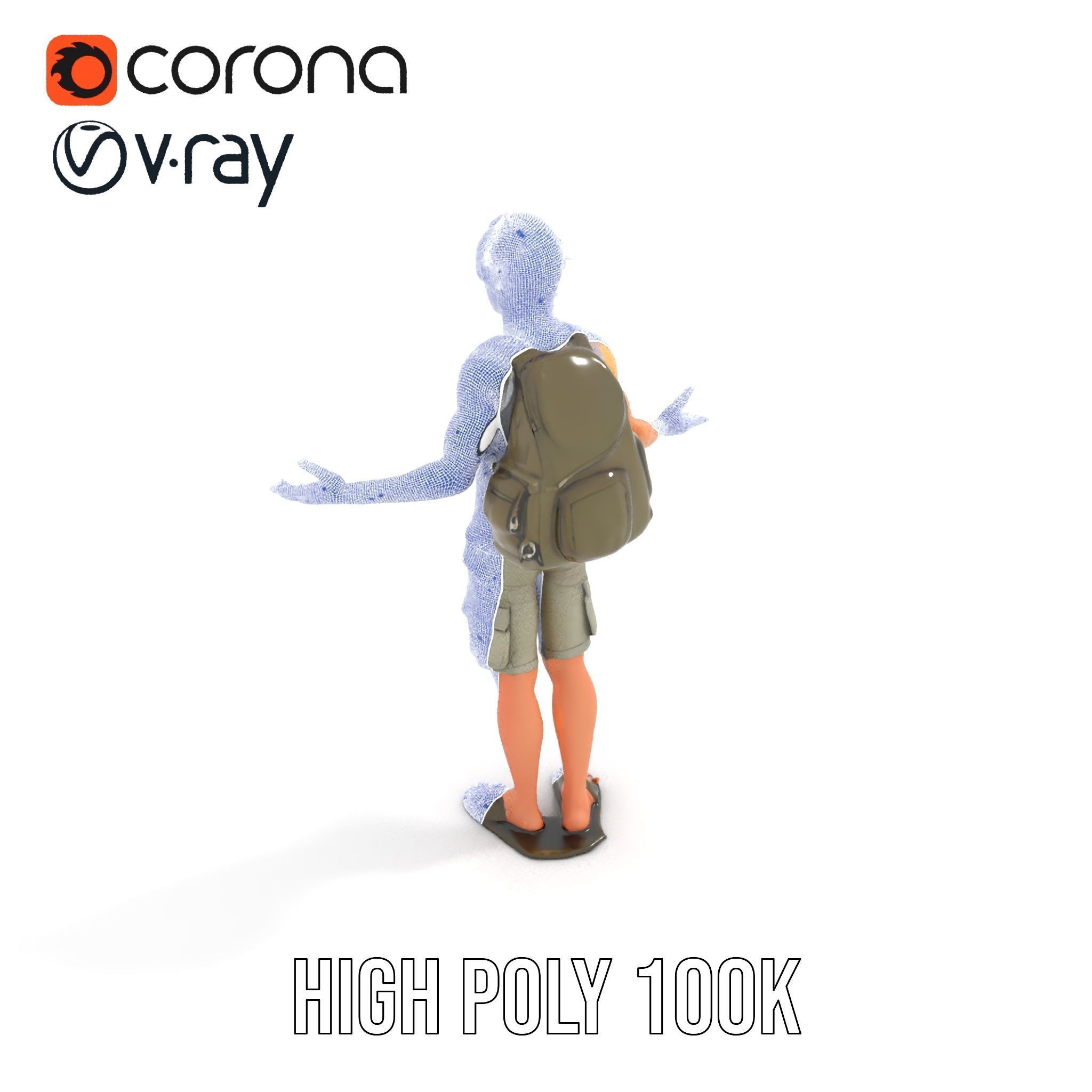 Casual Backpacker Guy Rigged and Animated D Character Model Low-poly 3D model_32