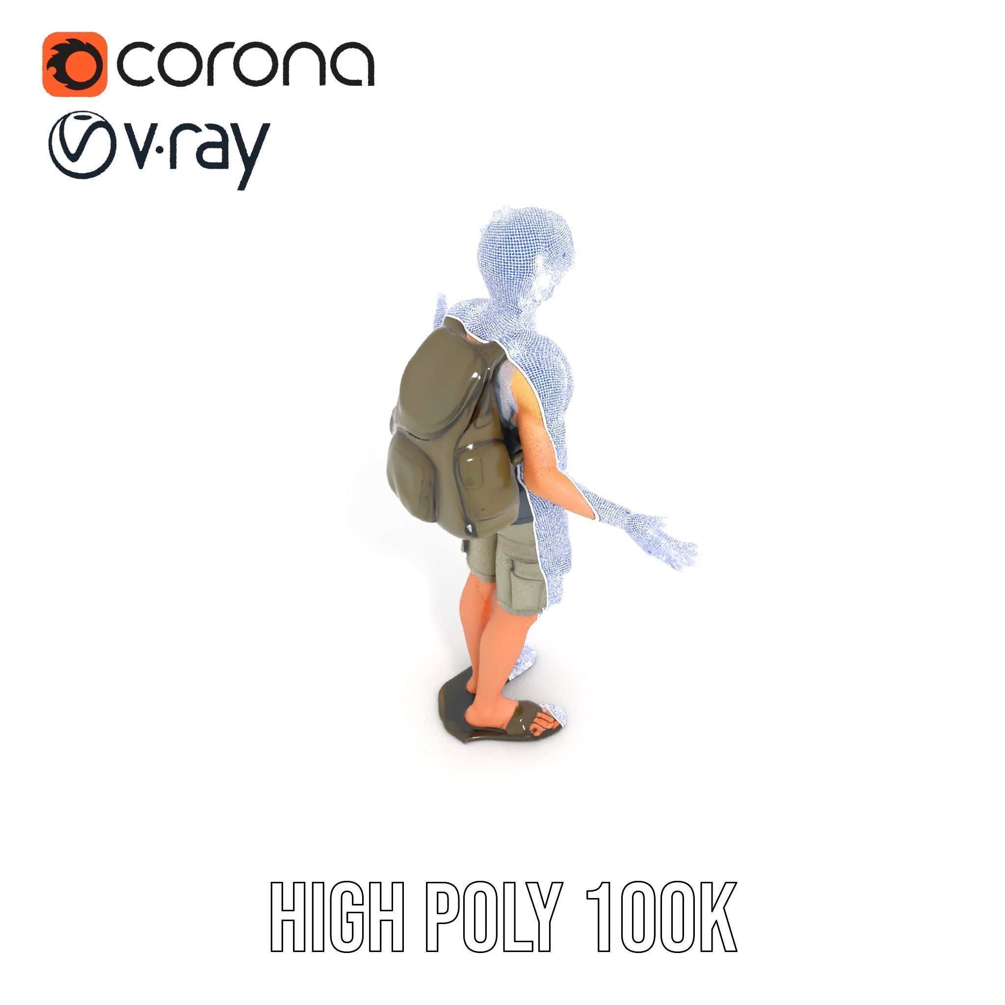 Casual Backpacker Guy Rigged and Animated D Character Model Low-poly 3D model_34