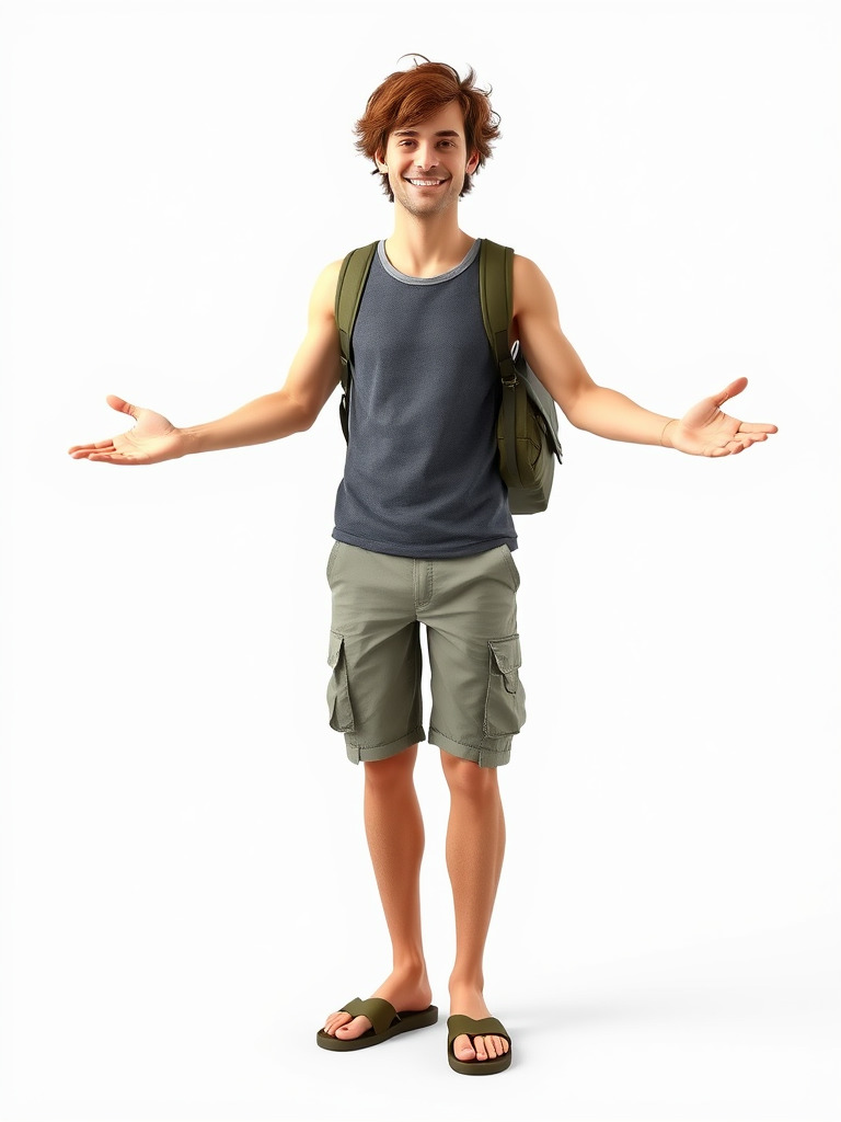 Casual Backpacker Guy Rigged and Animated D Character Model Low-poly 3D model_3