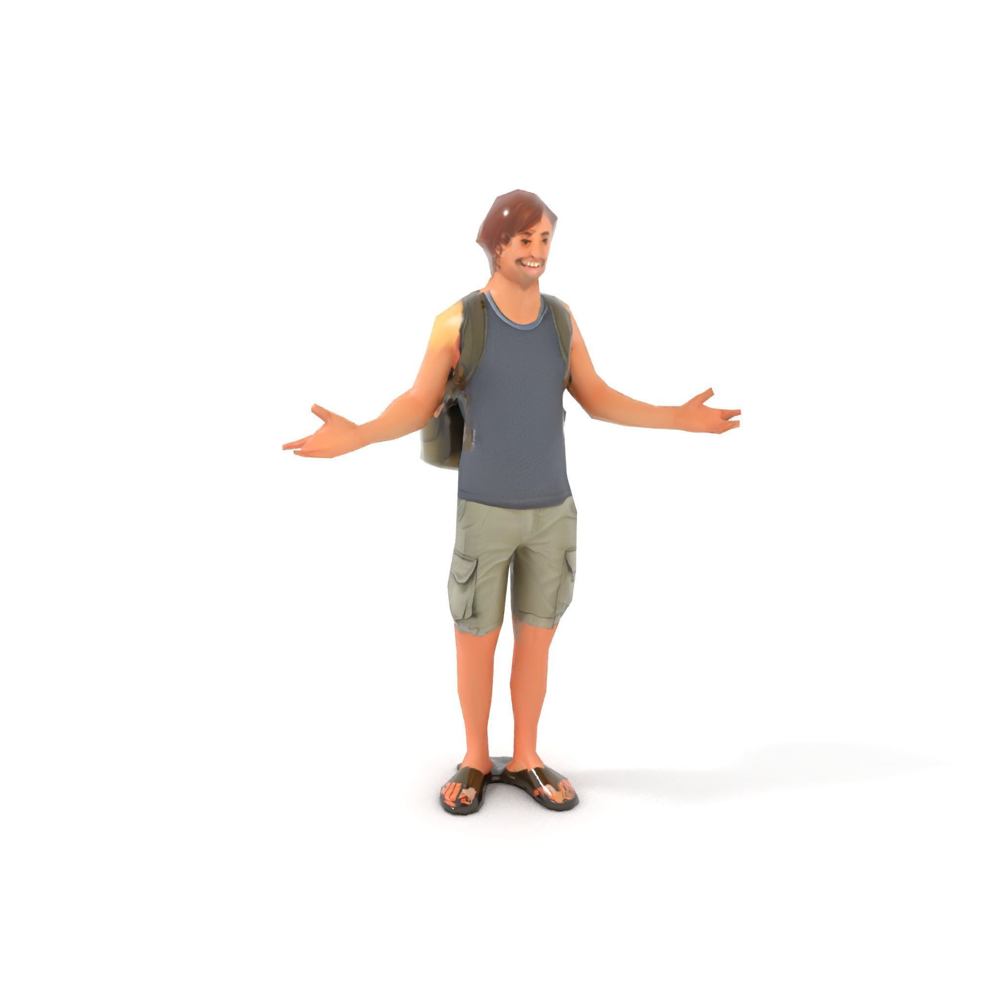 Casual Backpacker Guy Rigged and Animated D Character Model Low-poly 3D model_14