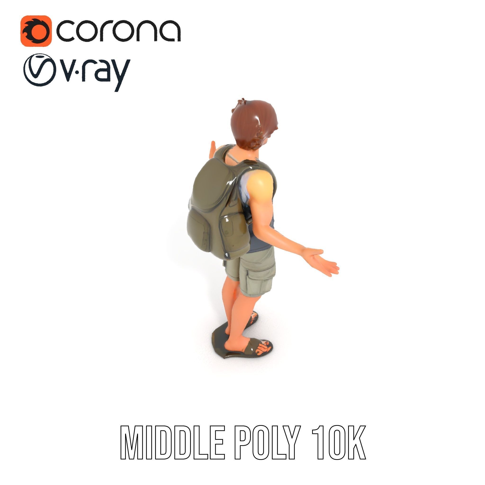 Casual Backpacker Guy Rigged and Animated D Character Model Low-poly 3D model_16