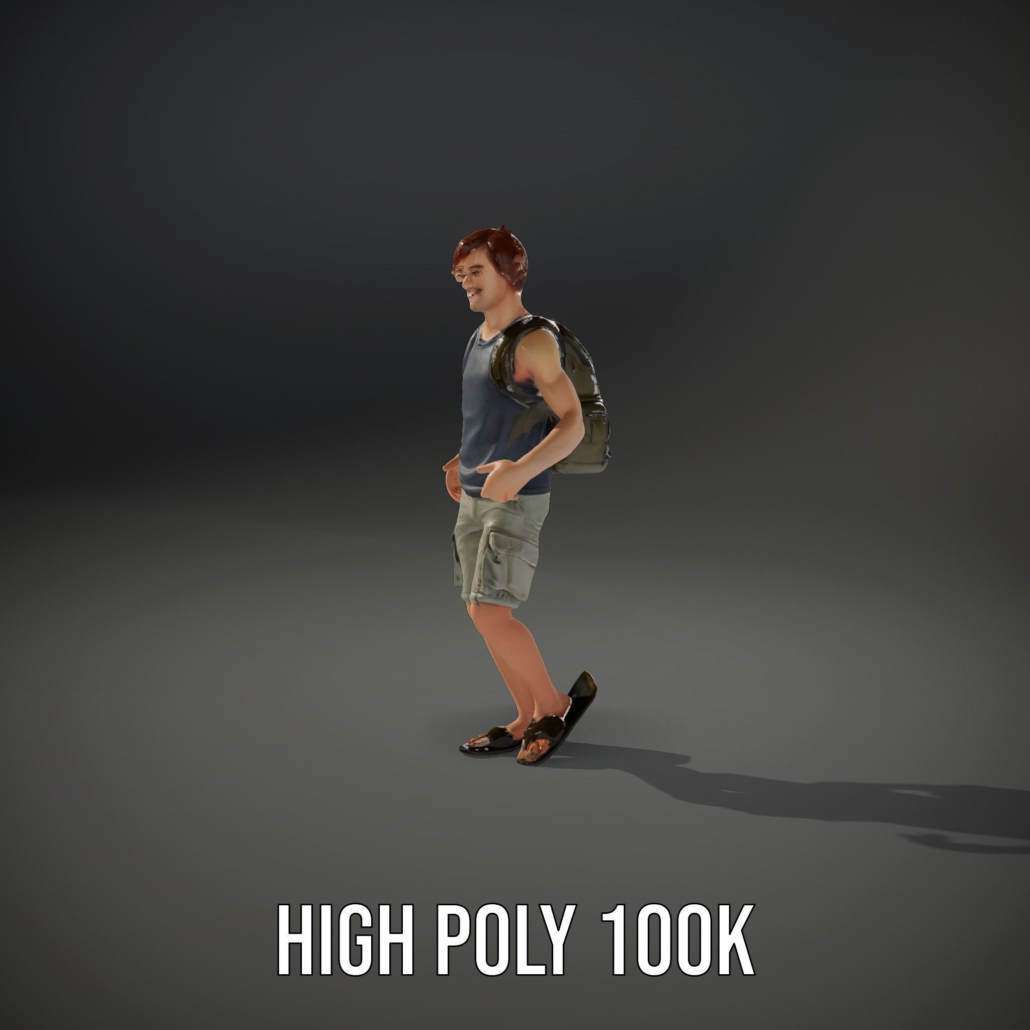 Casual Backpacker Guy Rigged and Animated D Character Model Low-poly 3D model_18