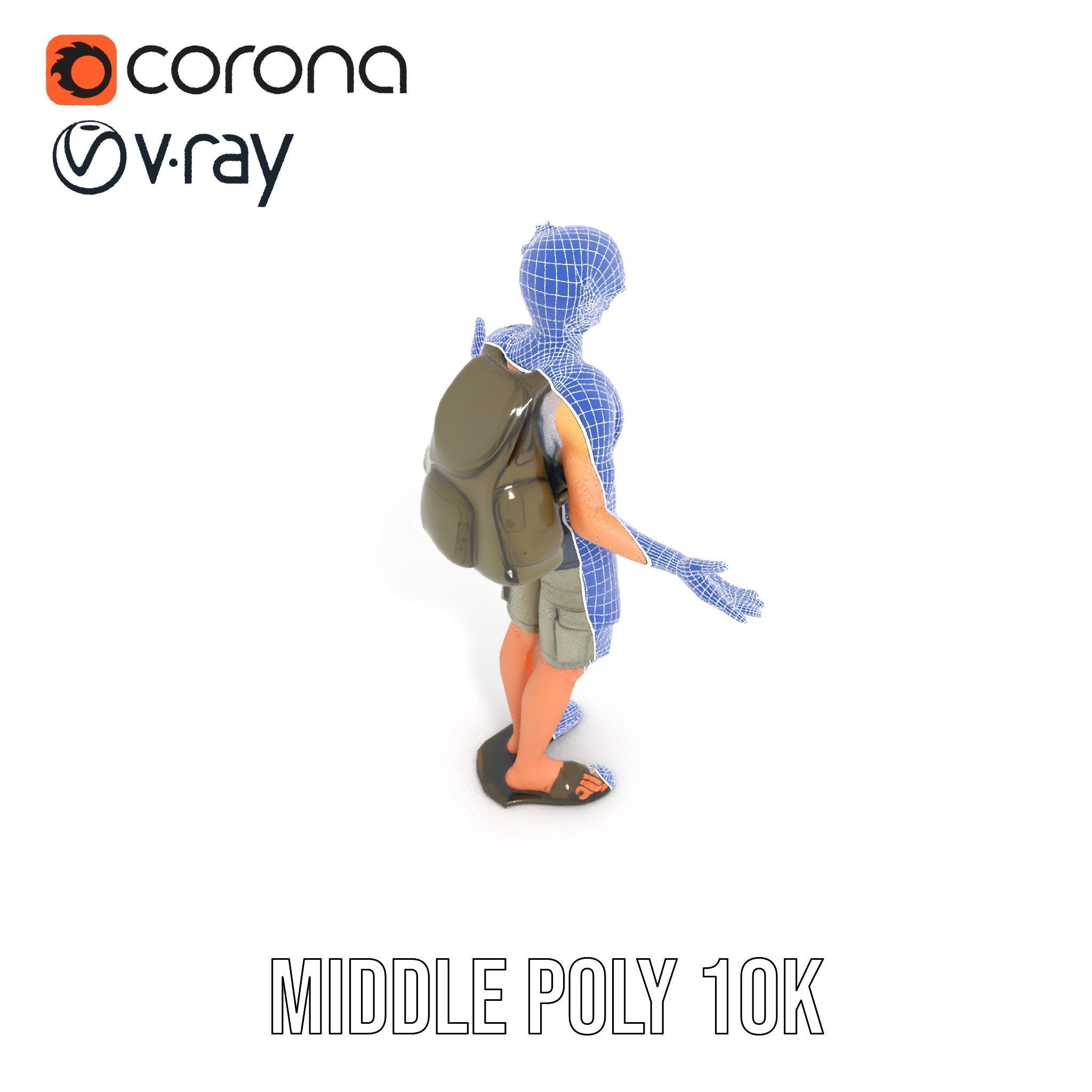 Casual Backpacker Guy Rigged and Animated D Character Model Low-poly 3D model_27