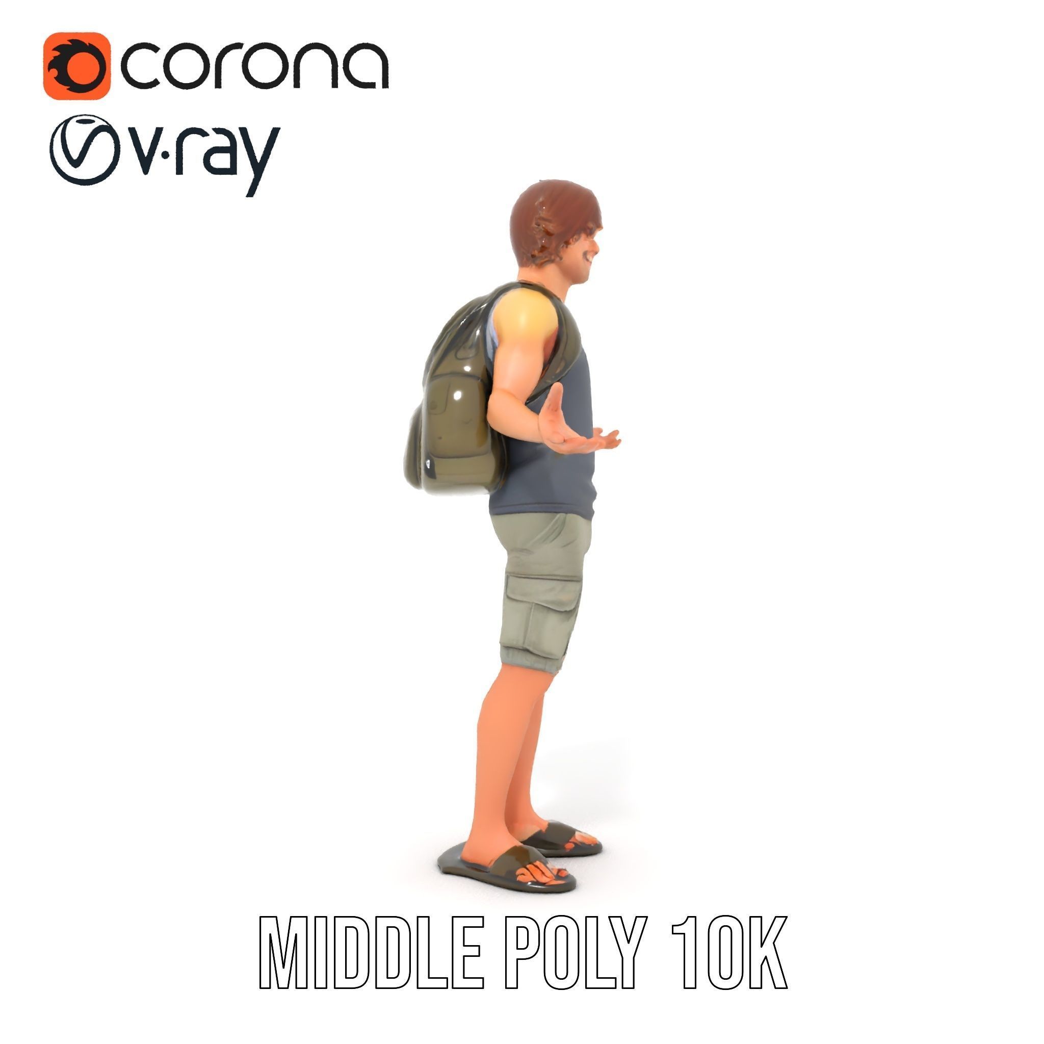 Casual Backpacker Guy Rigged and Animated D Character Model Low-poly 3D model_19