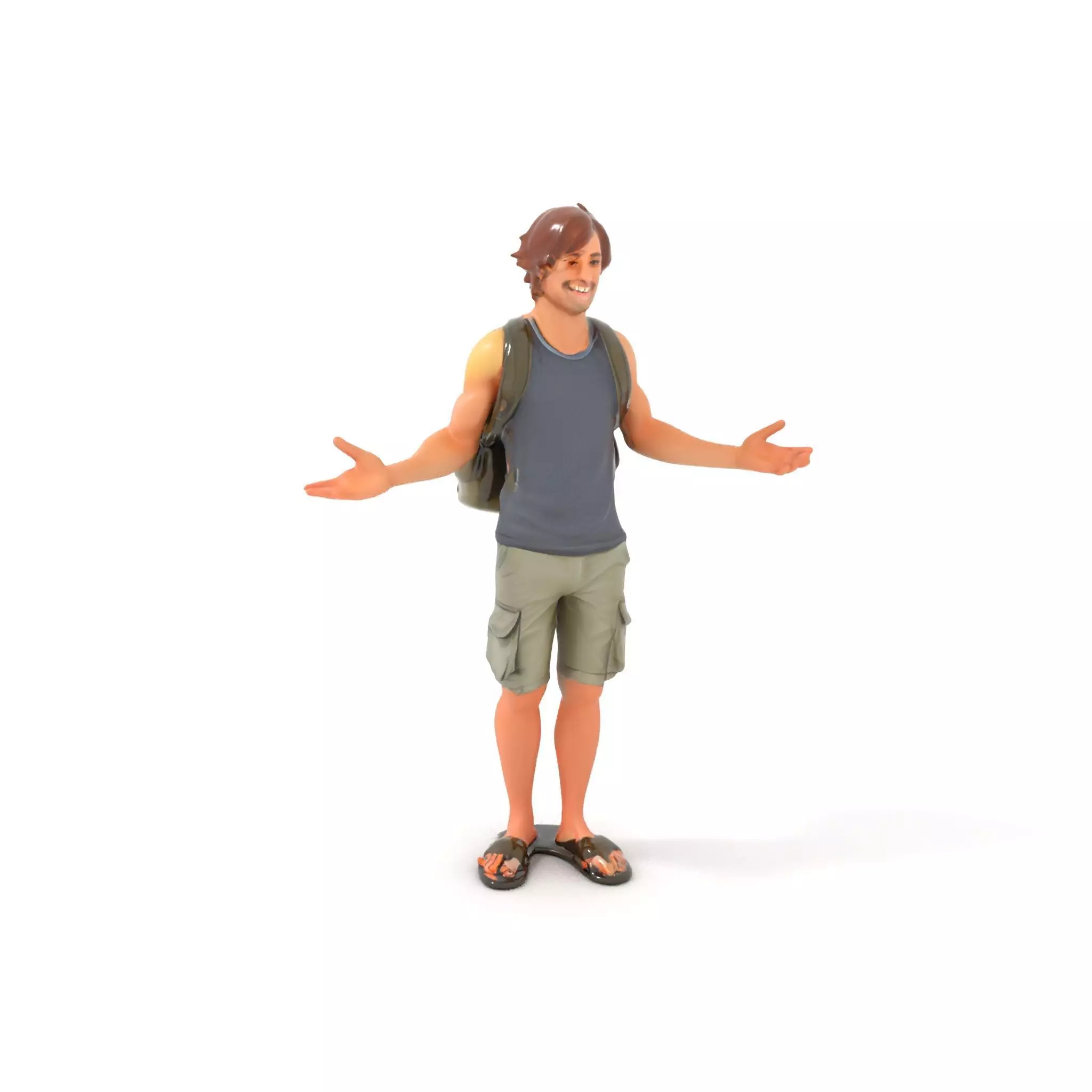 Casual Backpacker Guy Rigged and Animated D Character Model Low-poly 3D model_0
