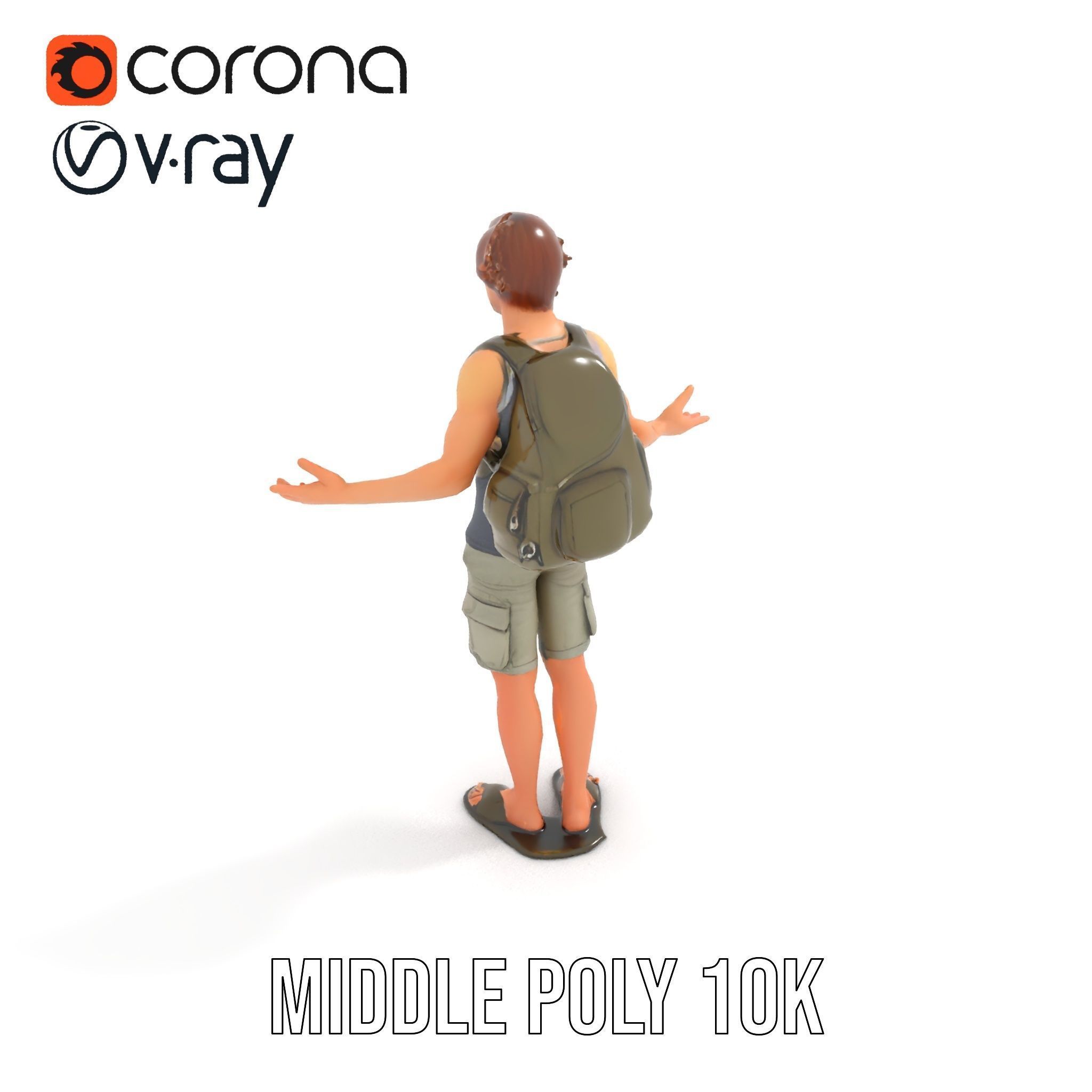 Casual Backpacker Guy Rigged and Animated D Character Model Low-poly 3D model_24