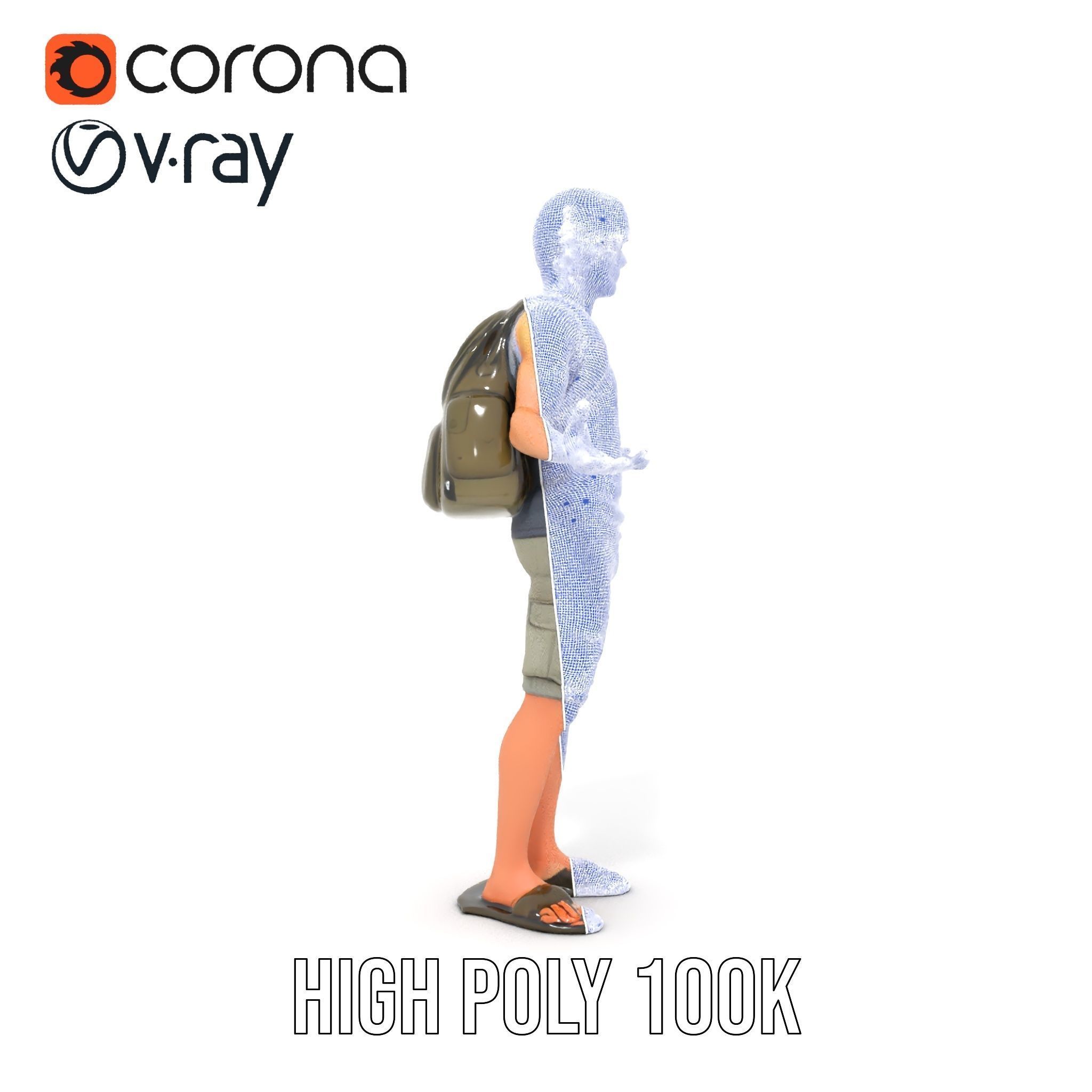 Casual Backpacker Guy Rigged and Animated D Character Model Low-poly 3D model_36