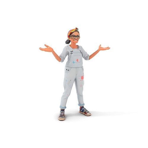 Young Artist Character Rigged and Animated with Glasses and O... Low-poly 3D model