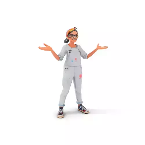 Young Artist Character Rigged and Animated with Glasses and O... Low-poly 3D model