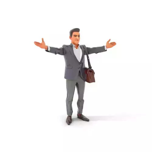 Businessman Character in Suit with Bag Rigged and Animated
