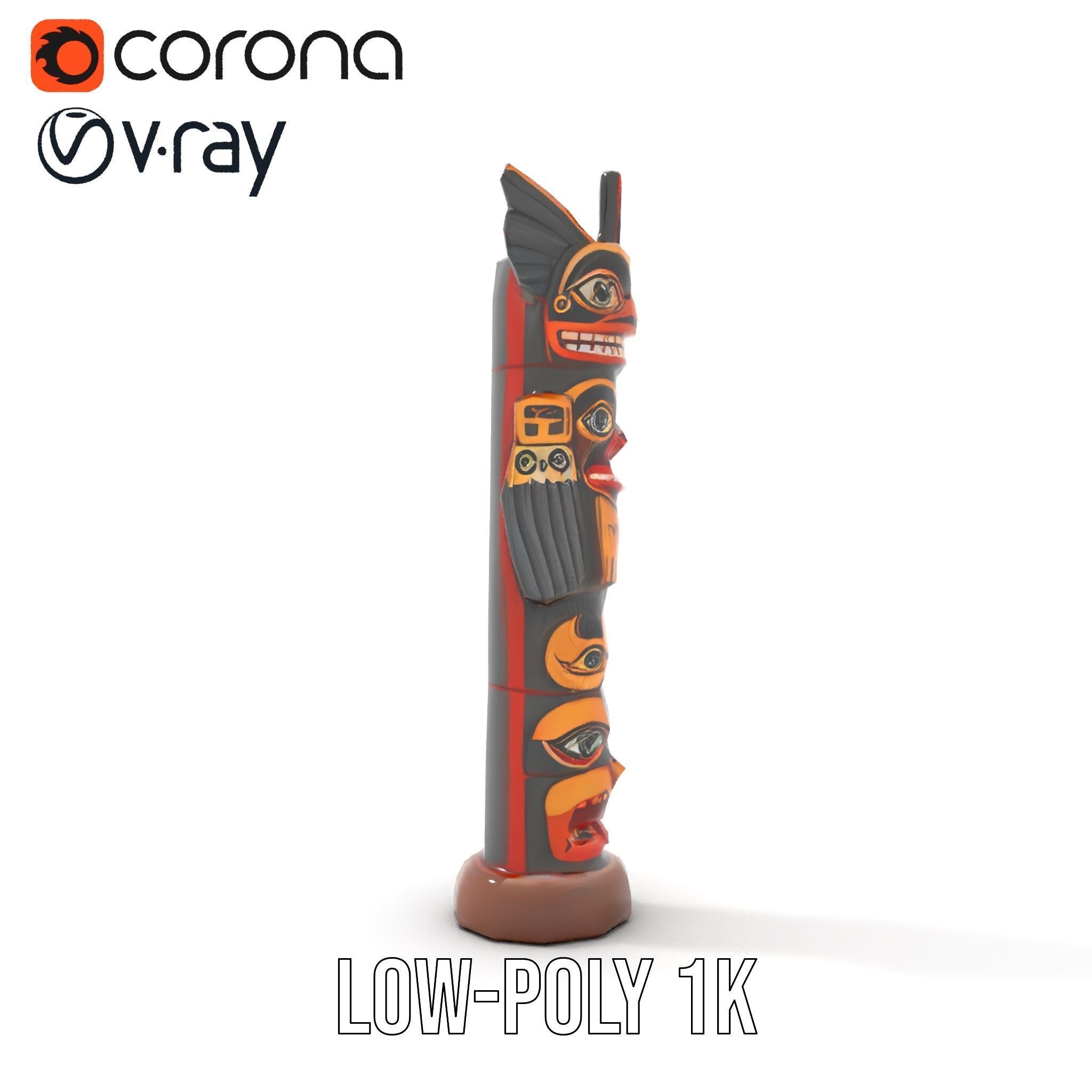 Traditional Totem Pole Model Pack Low-poly 3D model_11