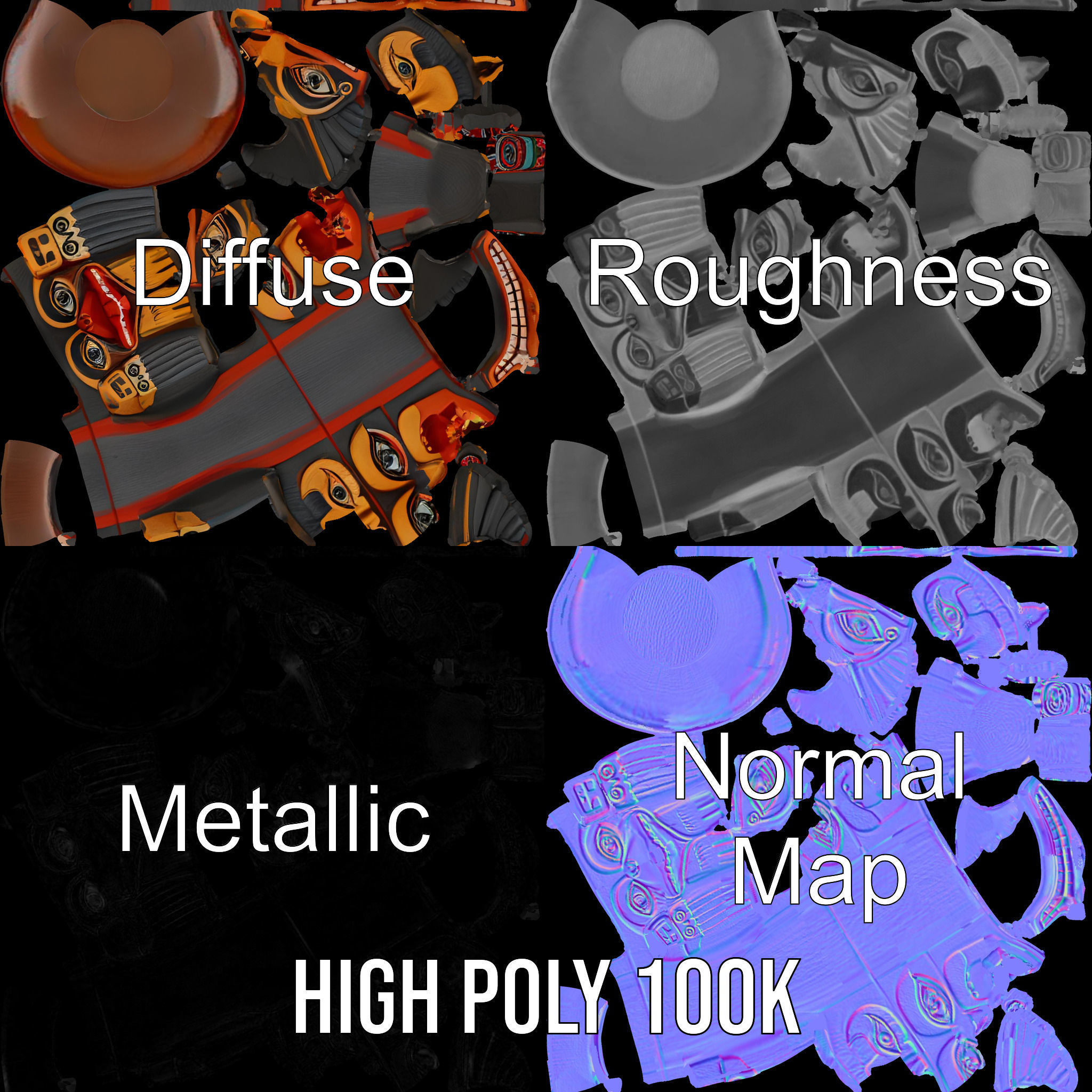 Traditional Totem Pole Model Pack Low-poly 3D model_4