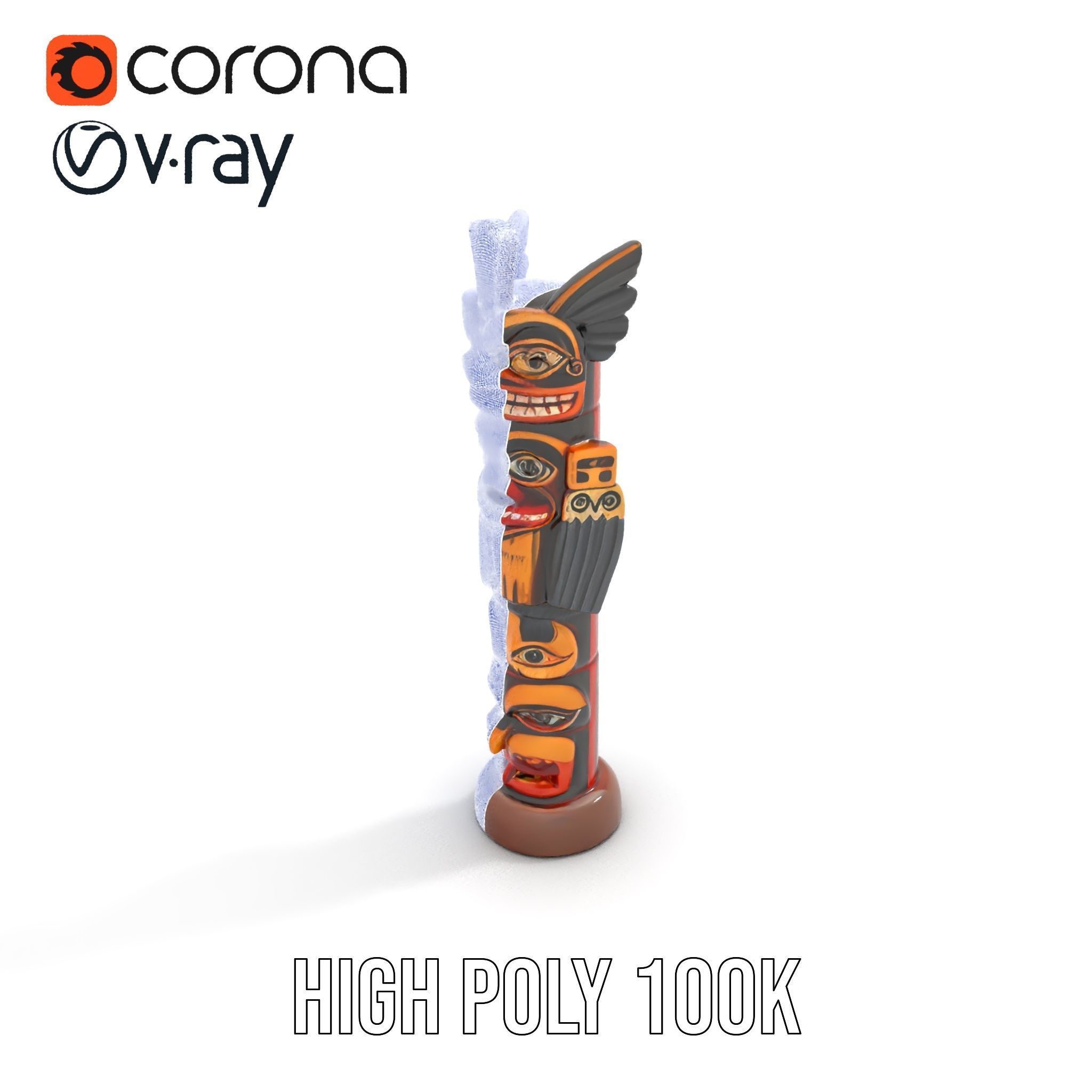 Traditional Totem Pole Model Pack Low-poly 3D model_34