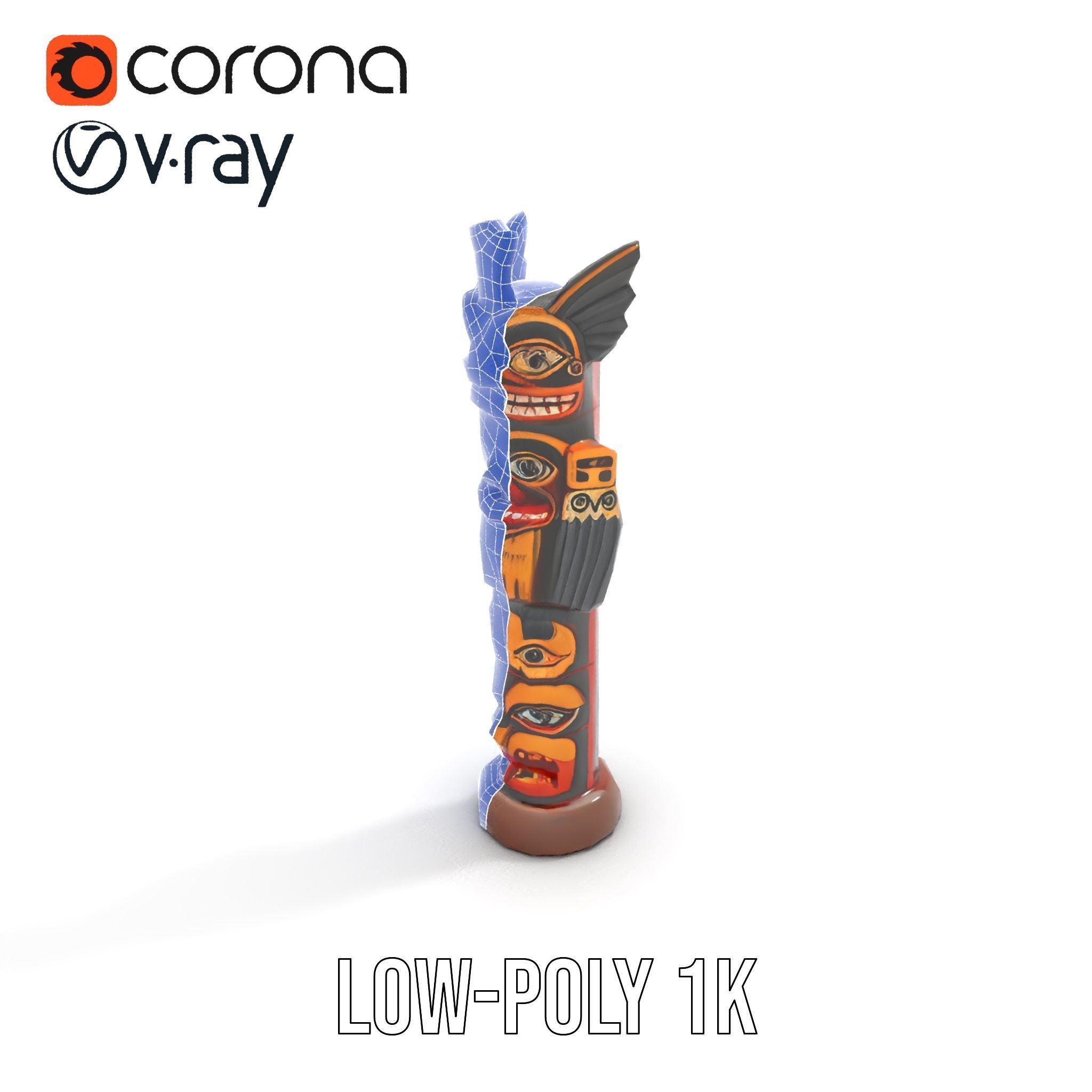 Traditional Totem Pole Model Pack Low-poly 3D model_23