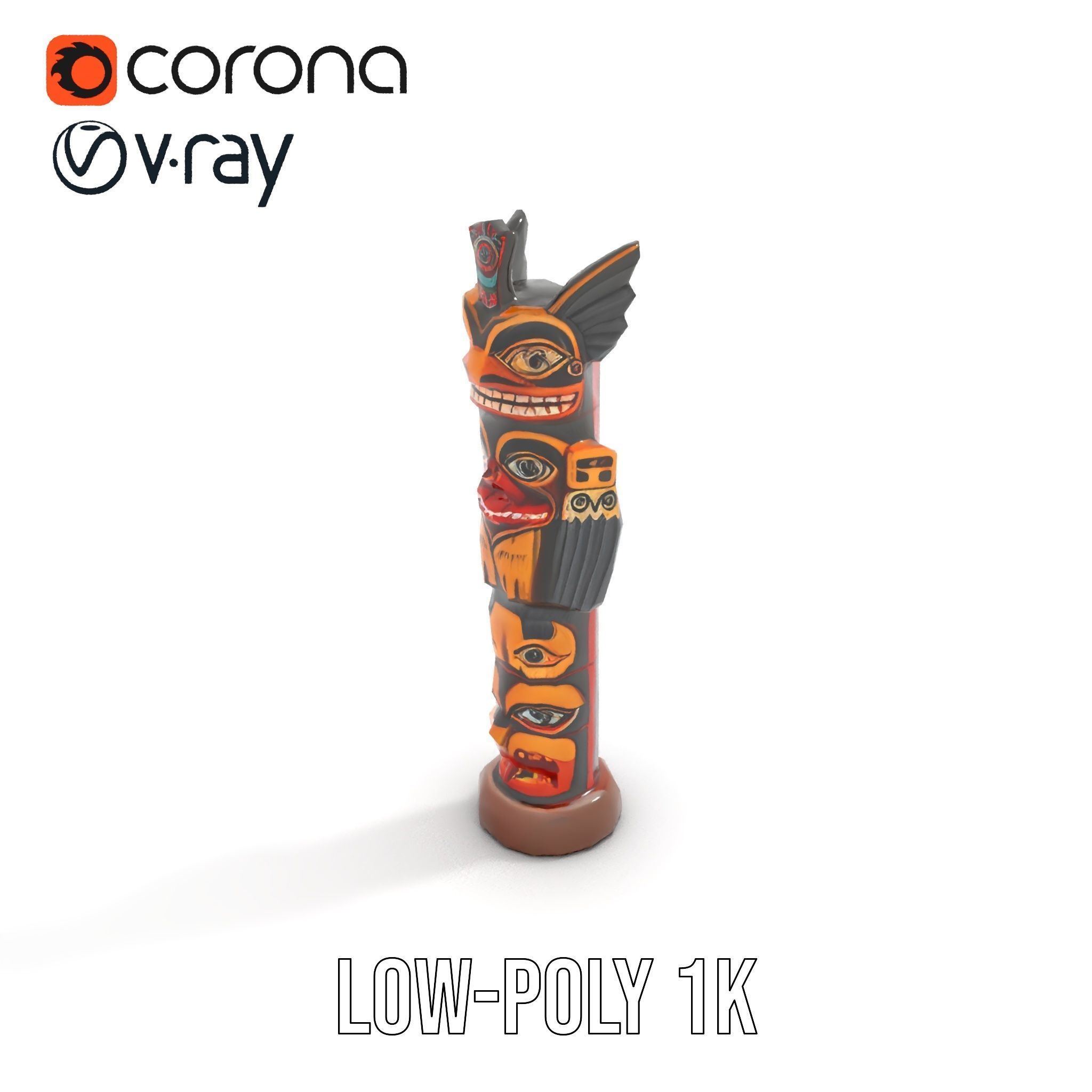 Traditional Totem Pole Model Pack Low-poly 3D model_8