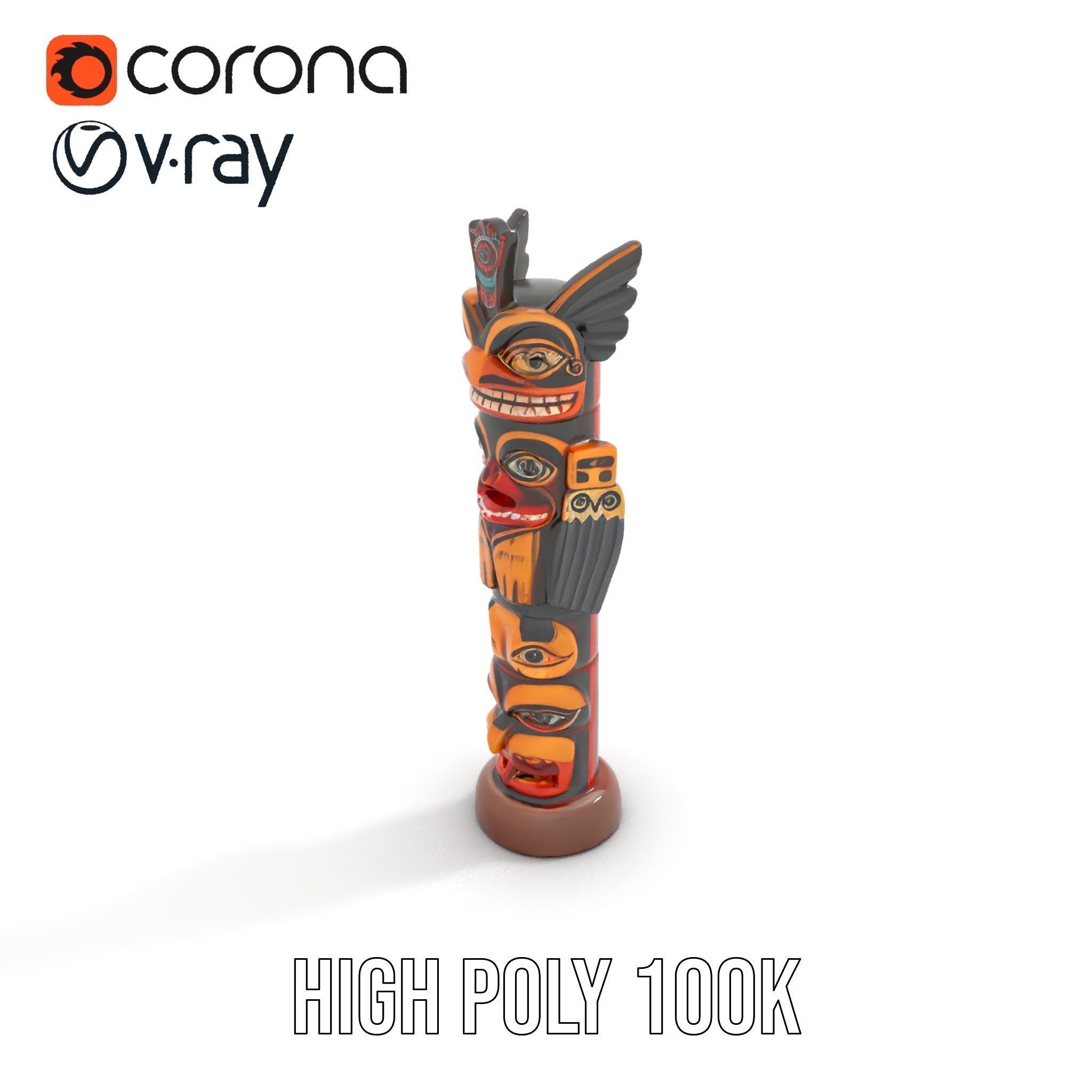 Traditional Totem Pole Model Pack Low-poly 3D model_18
