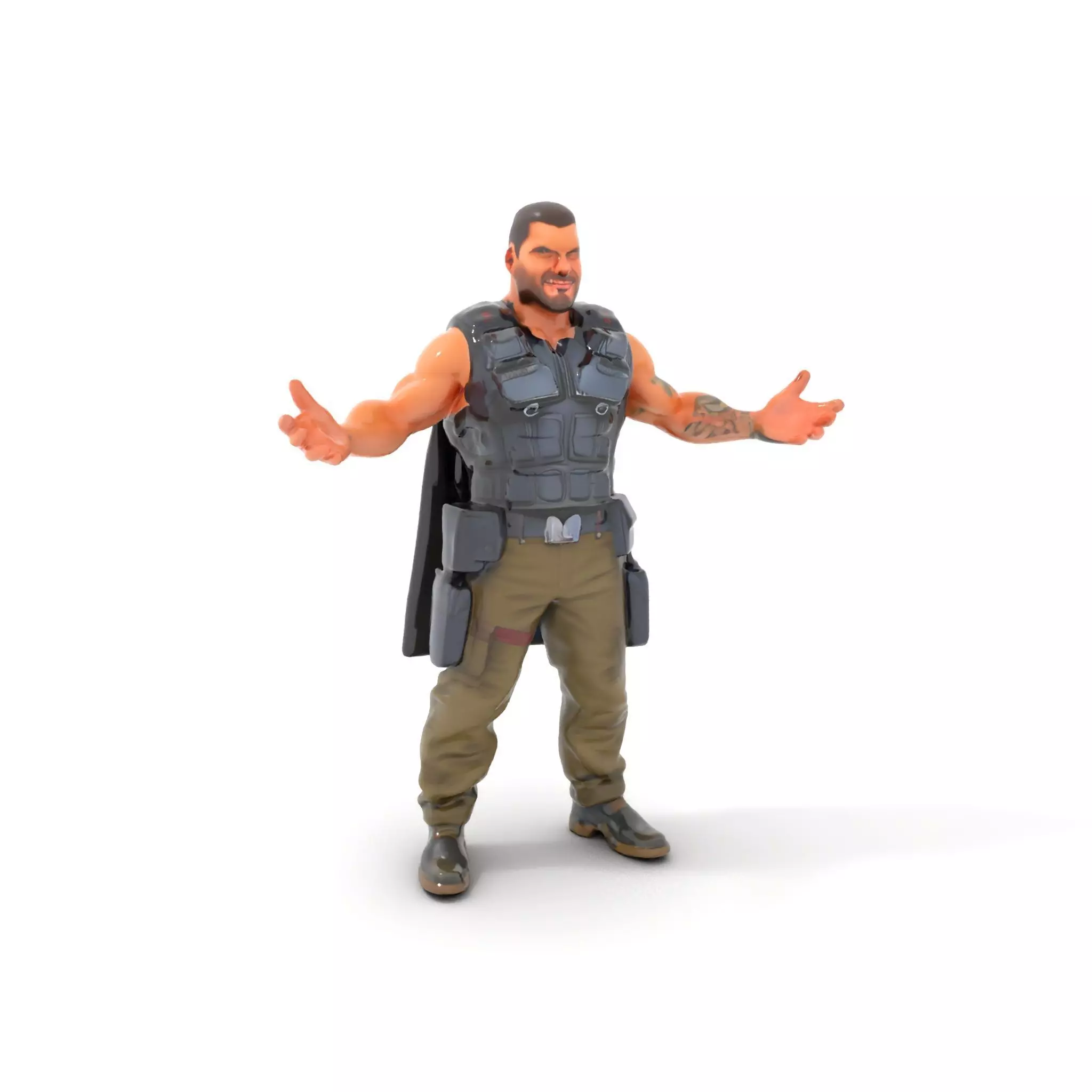Armored Tactical Hero Character Model Rigged and Animated Low-poly 3D model