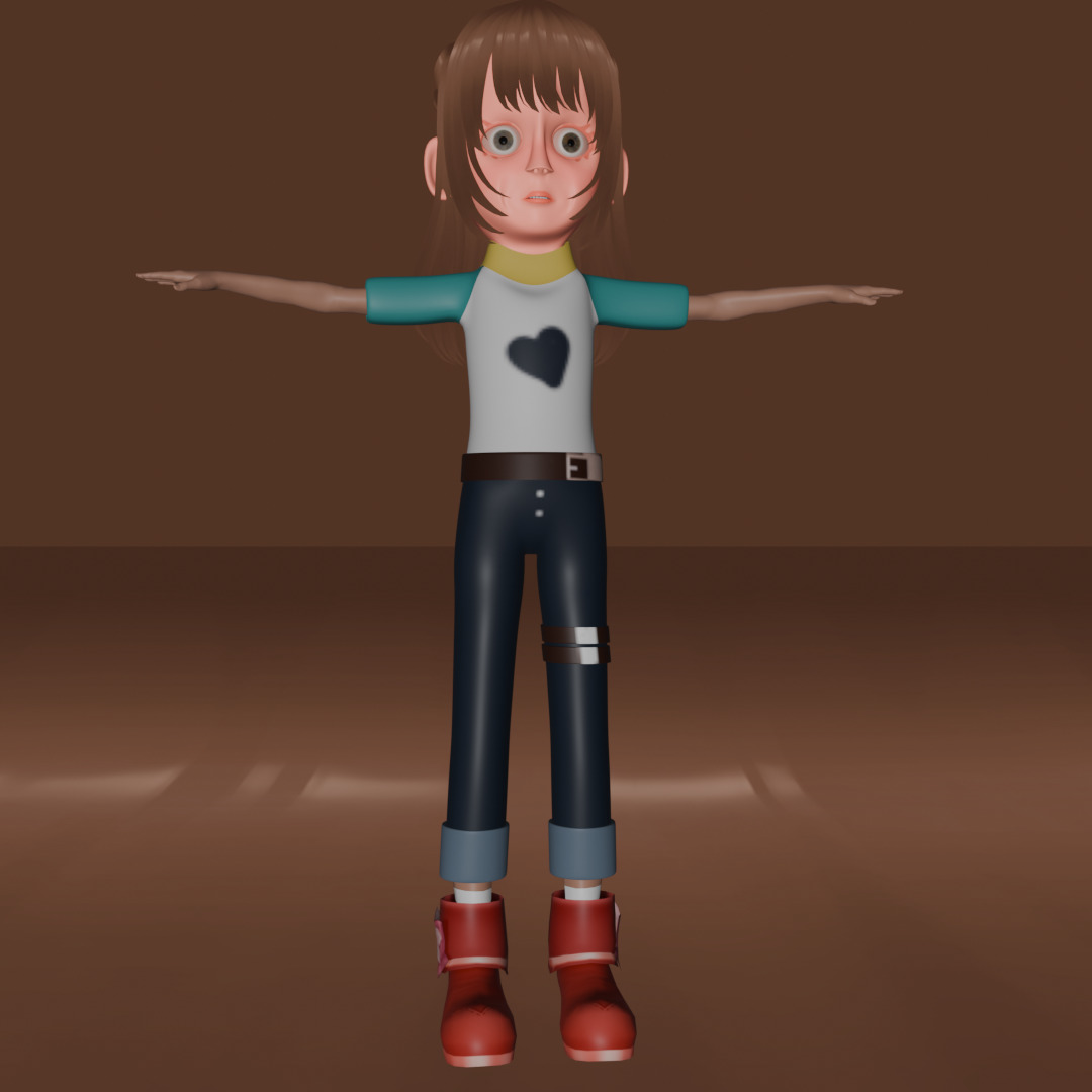 LOWPOLY GIRL Low-poly 3D model_7