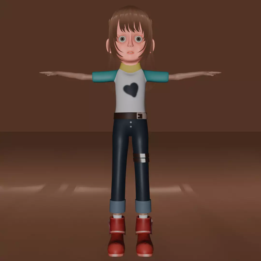LOWPOLY GIRL Low-poly 3D model_0