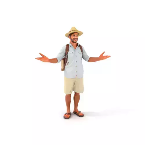 Casual Explorer Character Model Rigged and Animated Low-poly 3D model