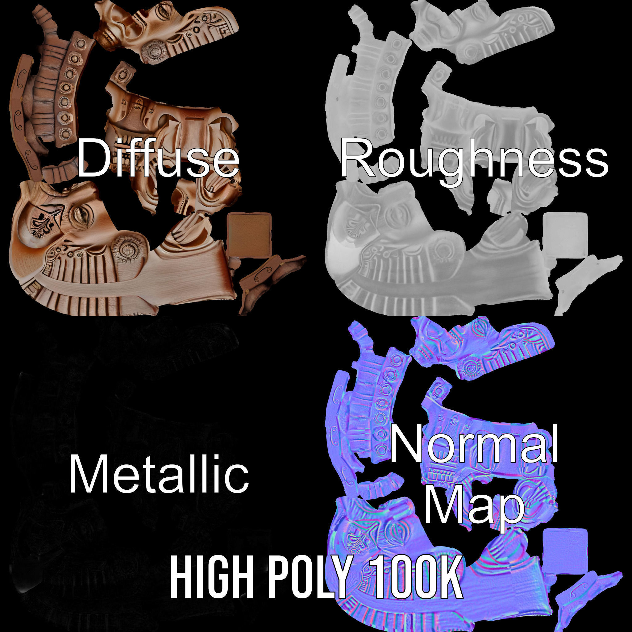 Intricate Wooden Totem Model Pack Texture_4