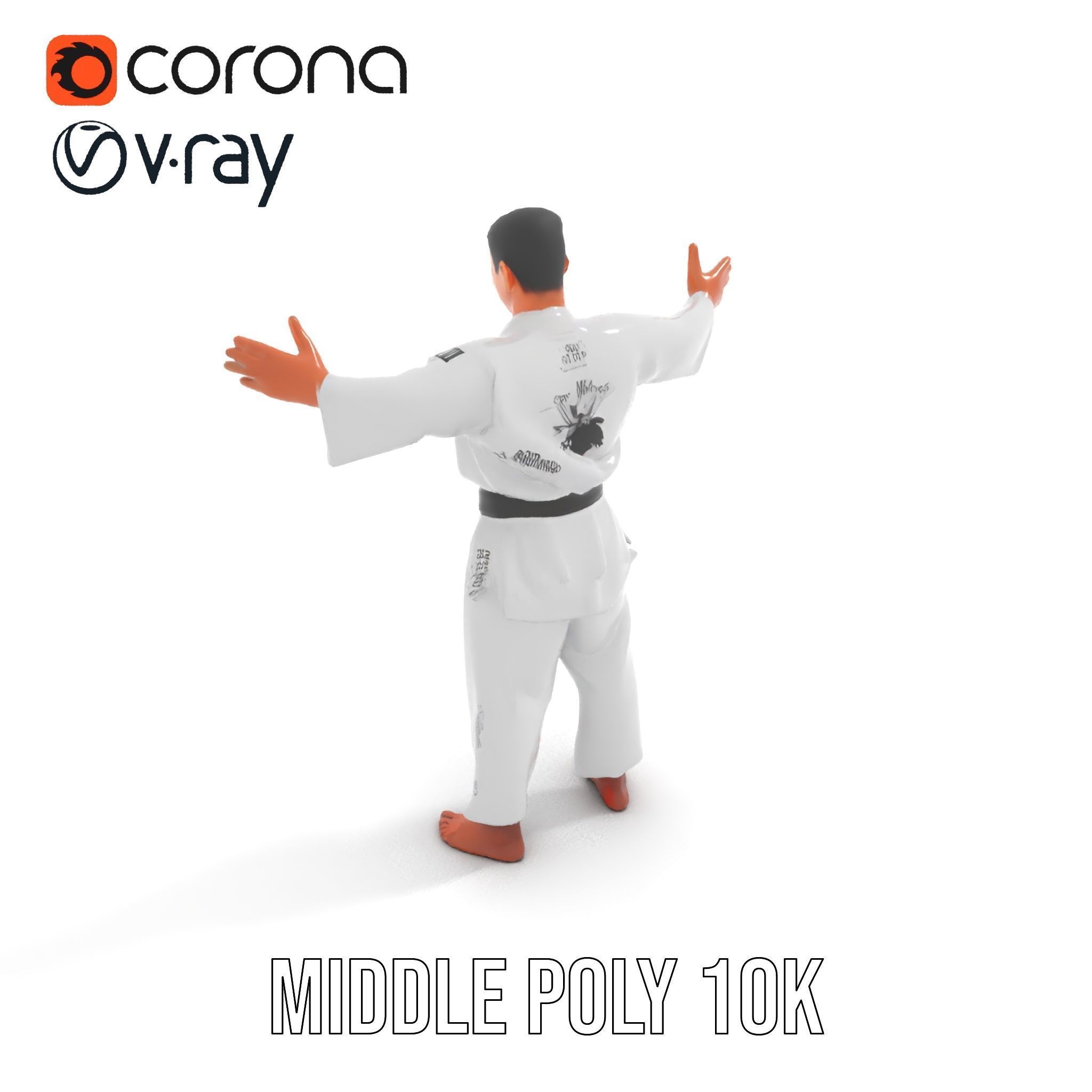 Martial Artist Character Rigged and Animated D Model Low-poly 3D model_24