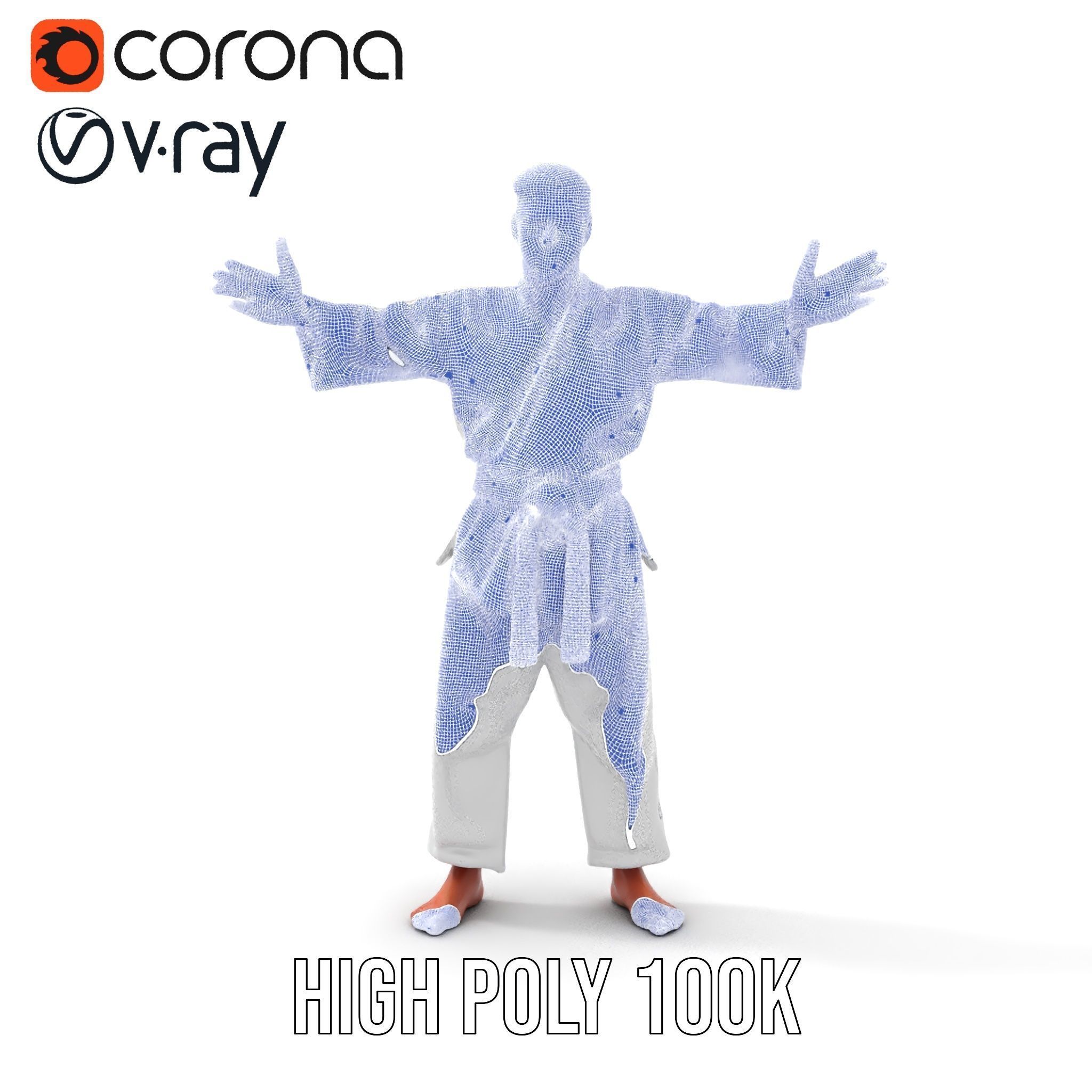 Martial Artist Character Rigged and Animated D Model Low-poly 3D model_35