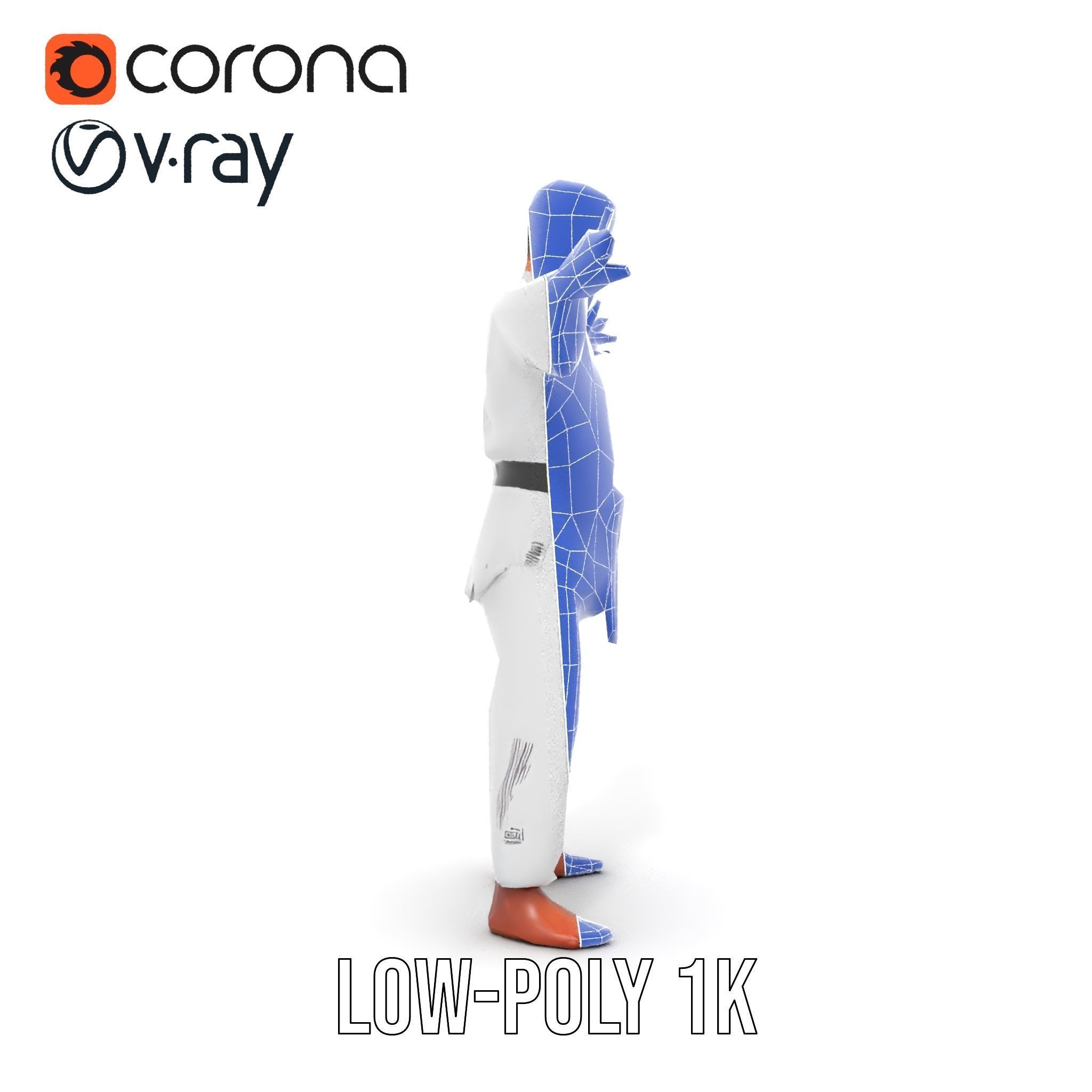 Martial Artist Character Rigged and Animated D Model Low-poly 3D model_30