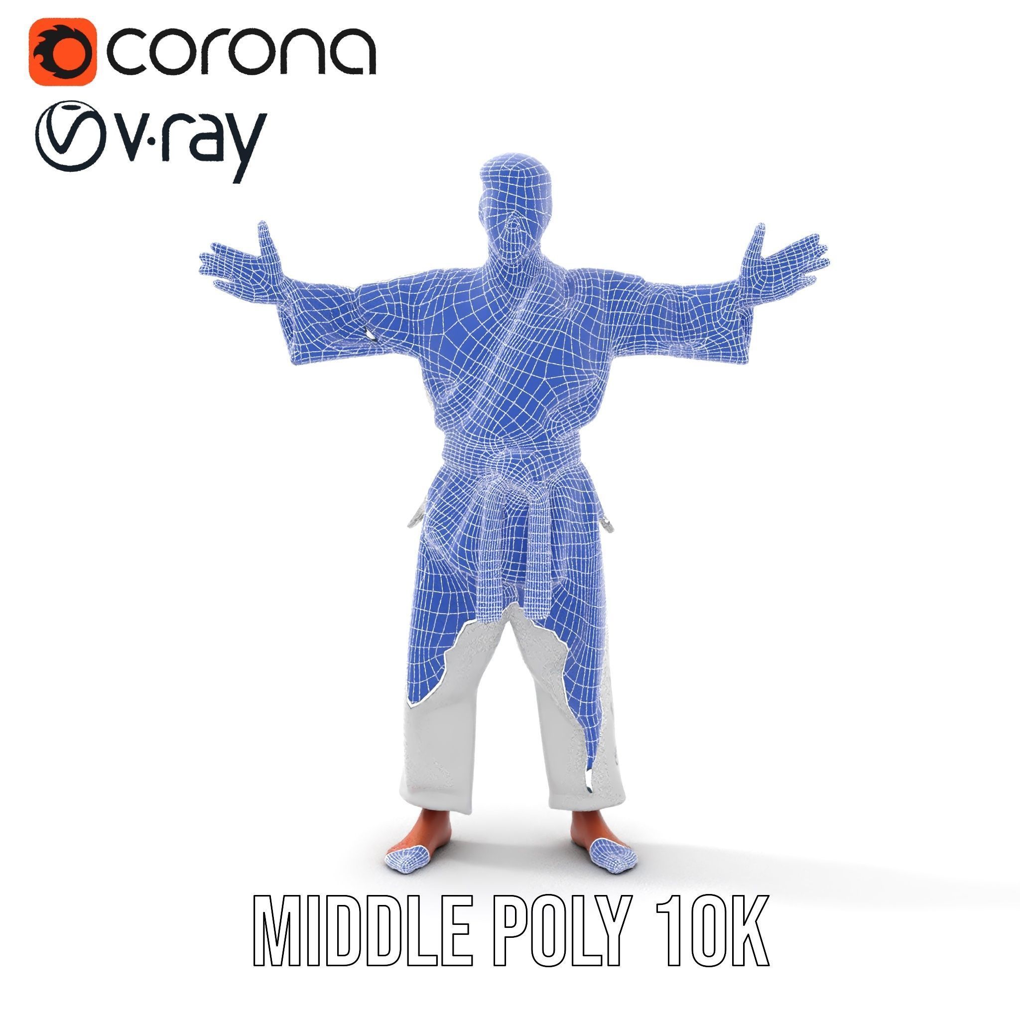 Martial Artist Character Rigged and Animated D Model Low-poly 3D model_32