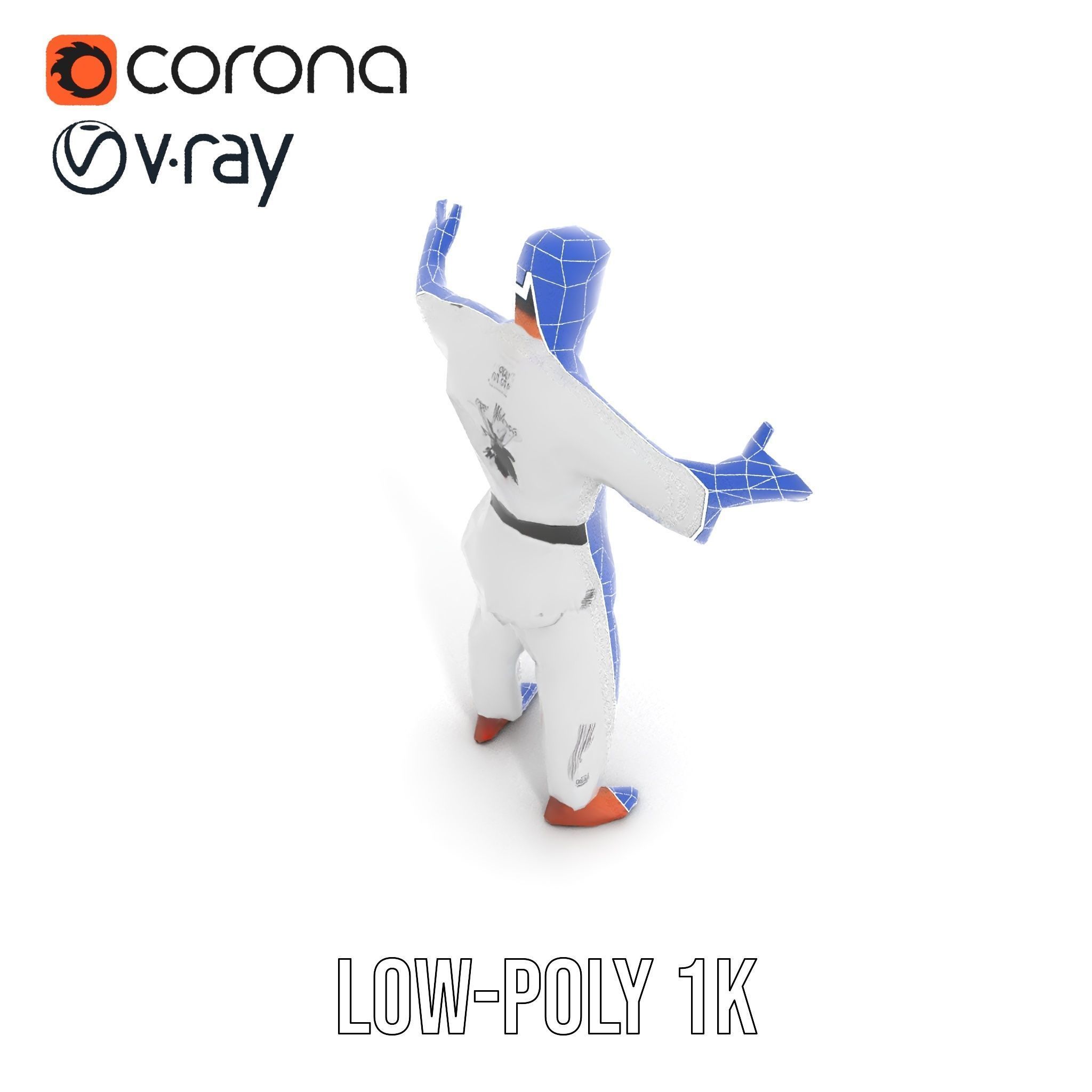 Martial Artist Character Rigged and Animated D Model Low-poly 3D model_13