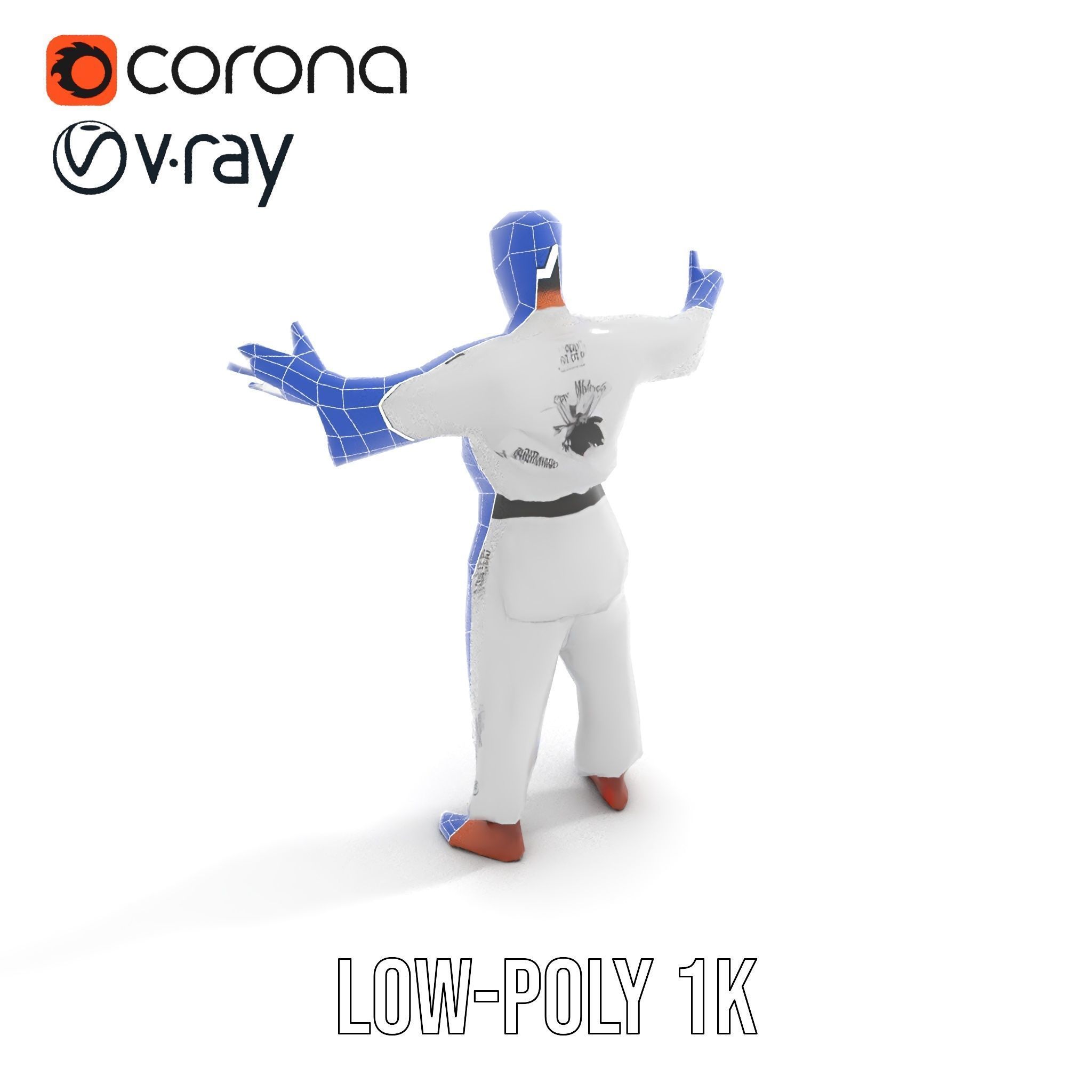 Martial Artist Character Rigged and Animated D Model Low-poly 3D model_25