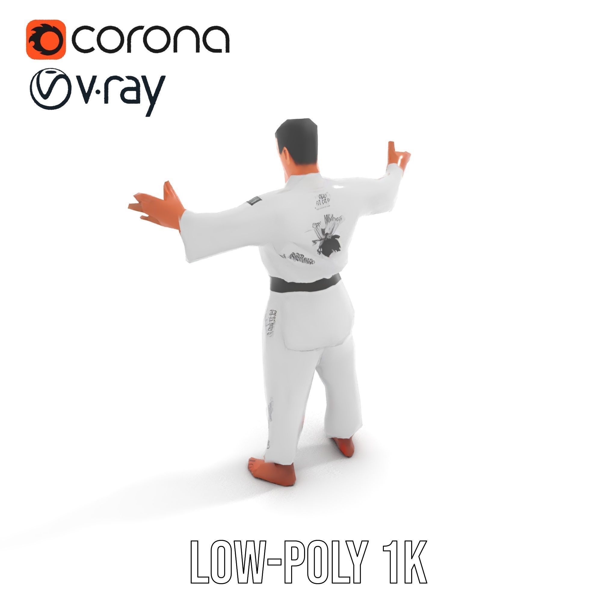 Martial Artist Character Rigged and Animated D Model Low-poly 3D model_7