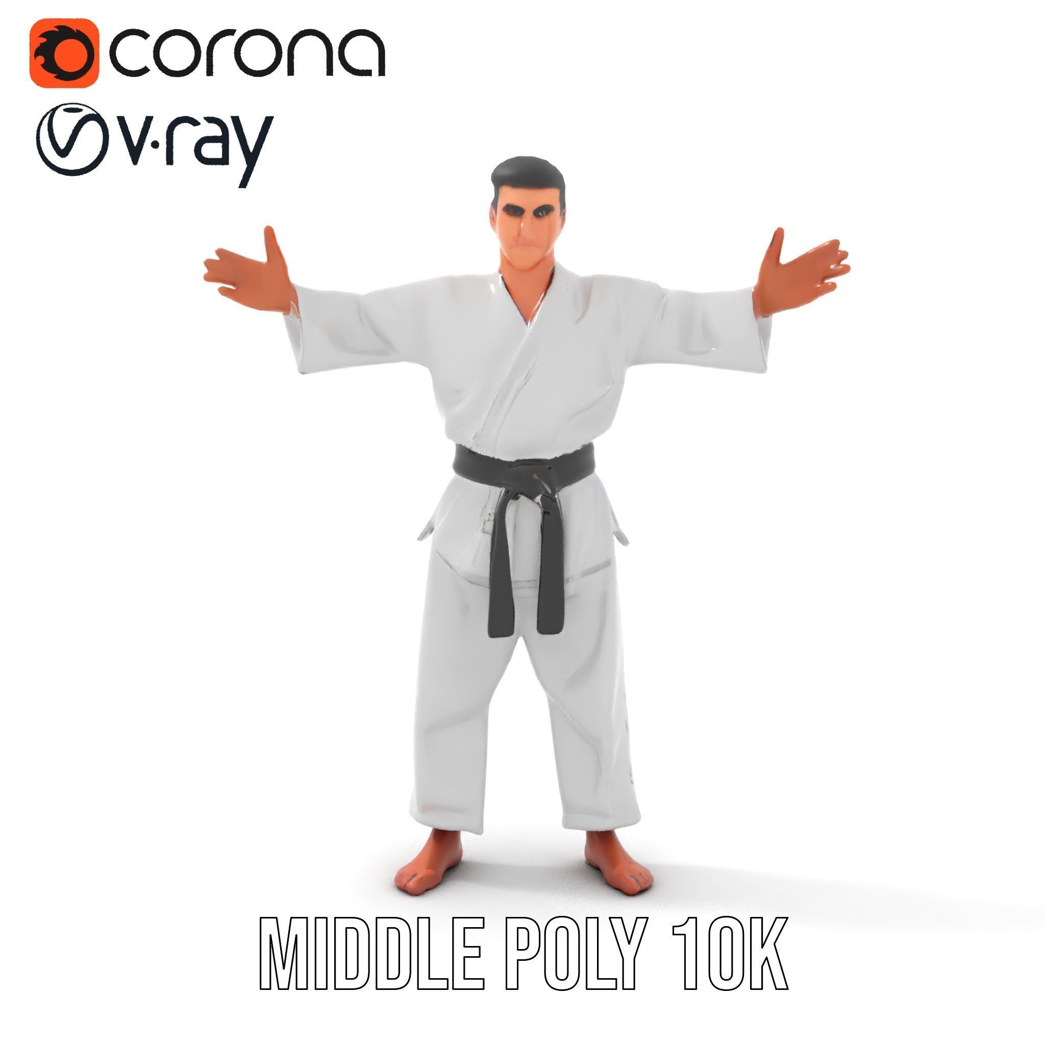 Martial Artist Character Rigged and Animated D Model Low-poly 3D model_18