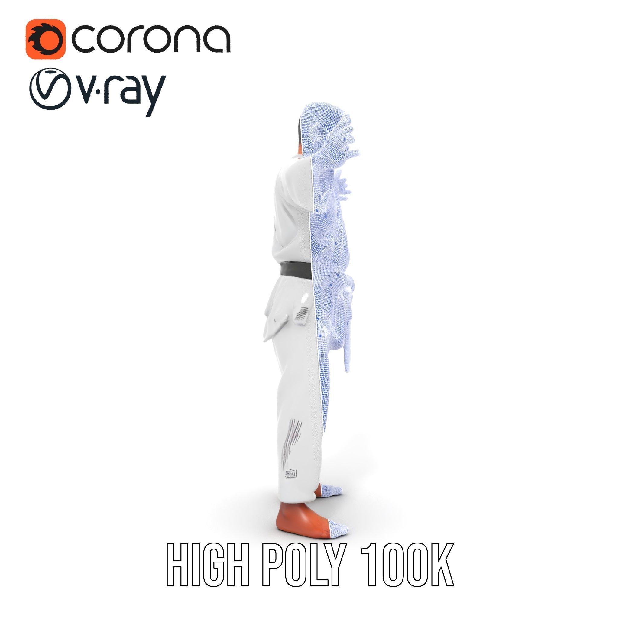 Martial Artist Character Rigged and Animated D Model Low-poly 3D model_36