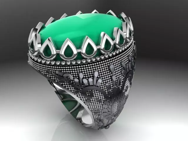 Irani Agate Stone Ring Big Katedar 3D print model