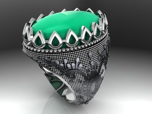 Irani Agate Stone Ring Big Katedar 3D print model