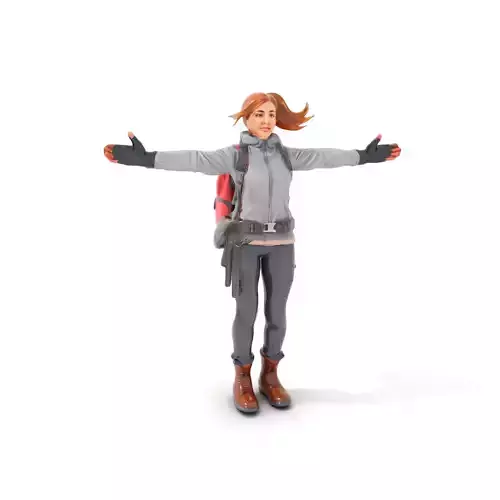 Adventurous Explorer Girl Rigged and Animated D Character Model Low-poly 3D model