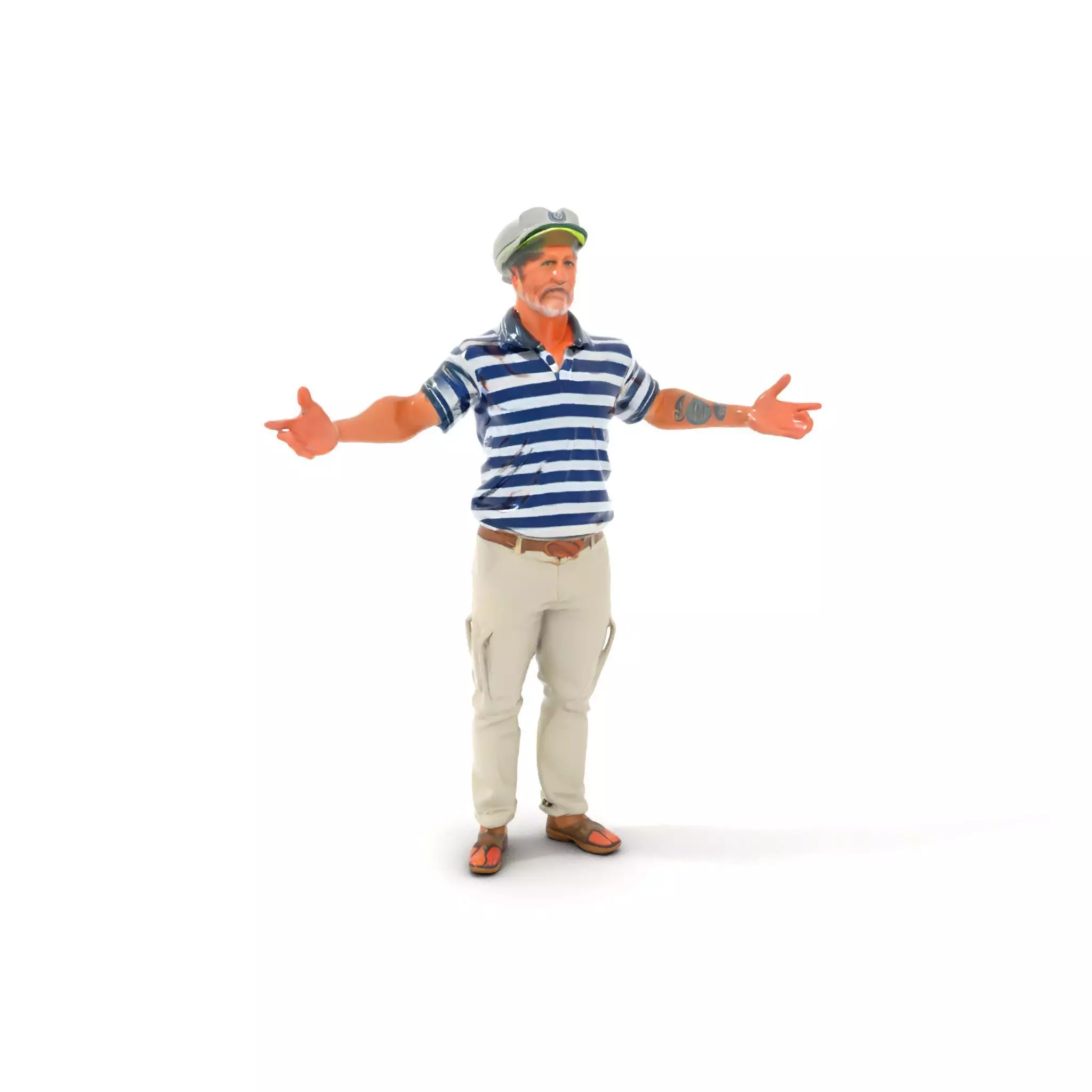 Sea Captain Character Model Patriotic Rigged and Animated Low-poly 3D model_0