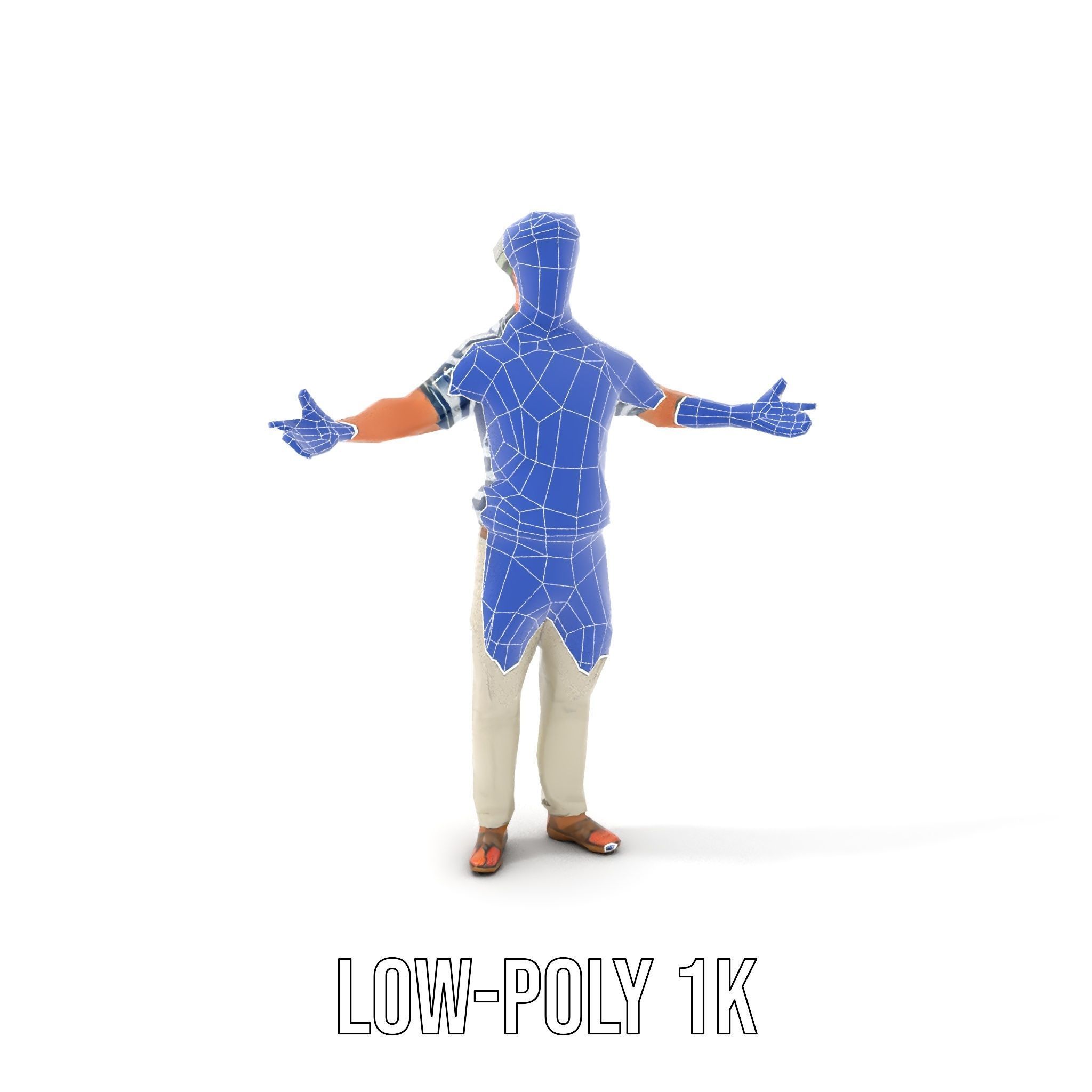 Sea Captain Character Model Patriotic Rigged and Animated Low-poly 3D model_7