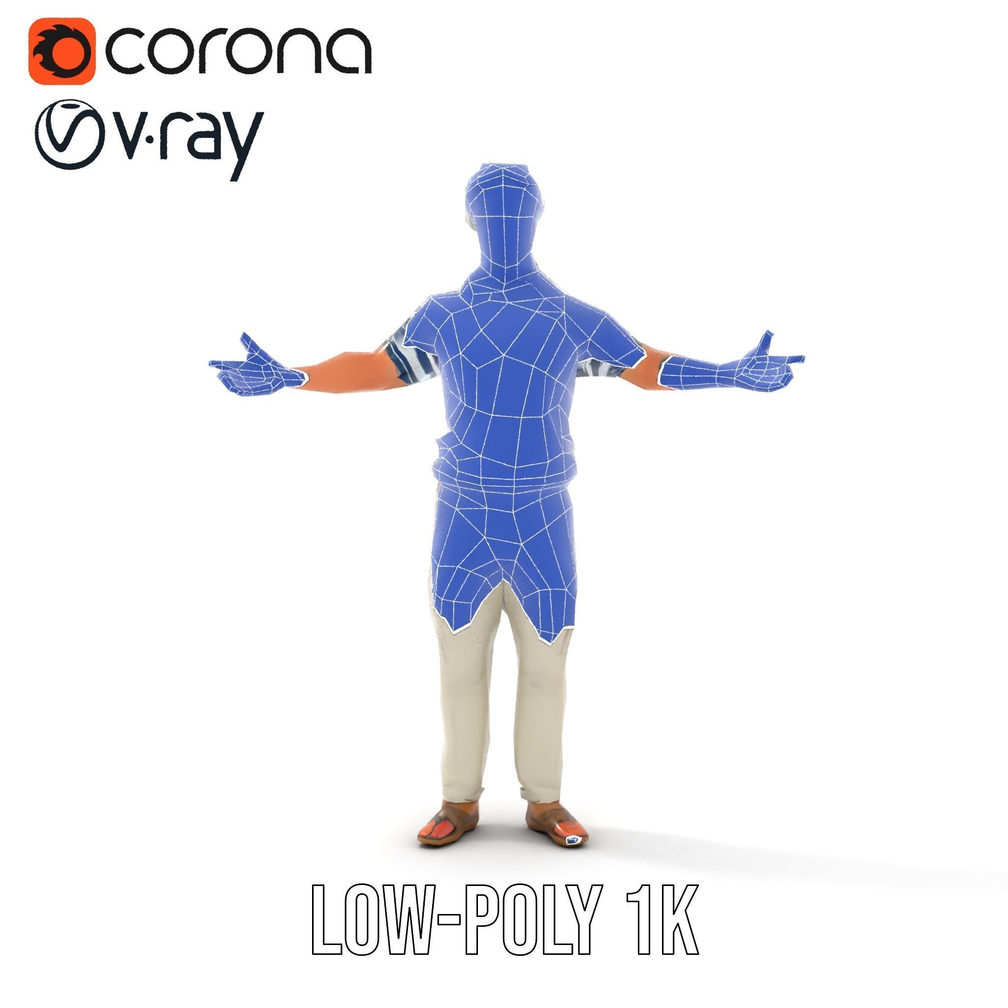 Sea Captain Character Model Patriotic Rigged and Animated Low-poly 3D model_16