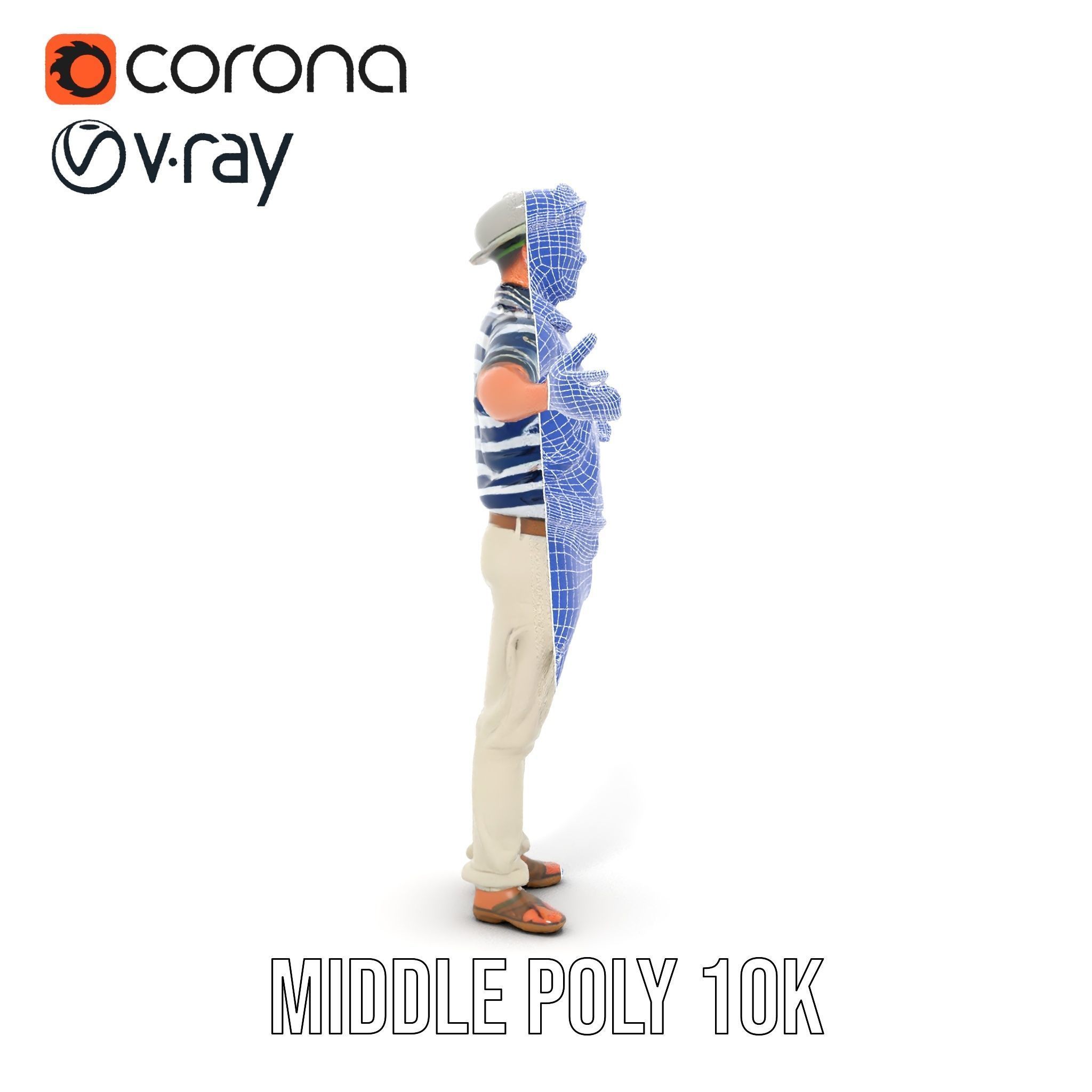 Sea Captain Character Model Patriotic Rigged and Animated Low-poly 3D model_27